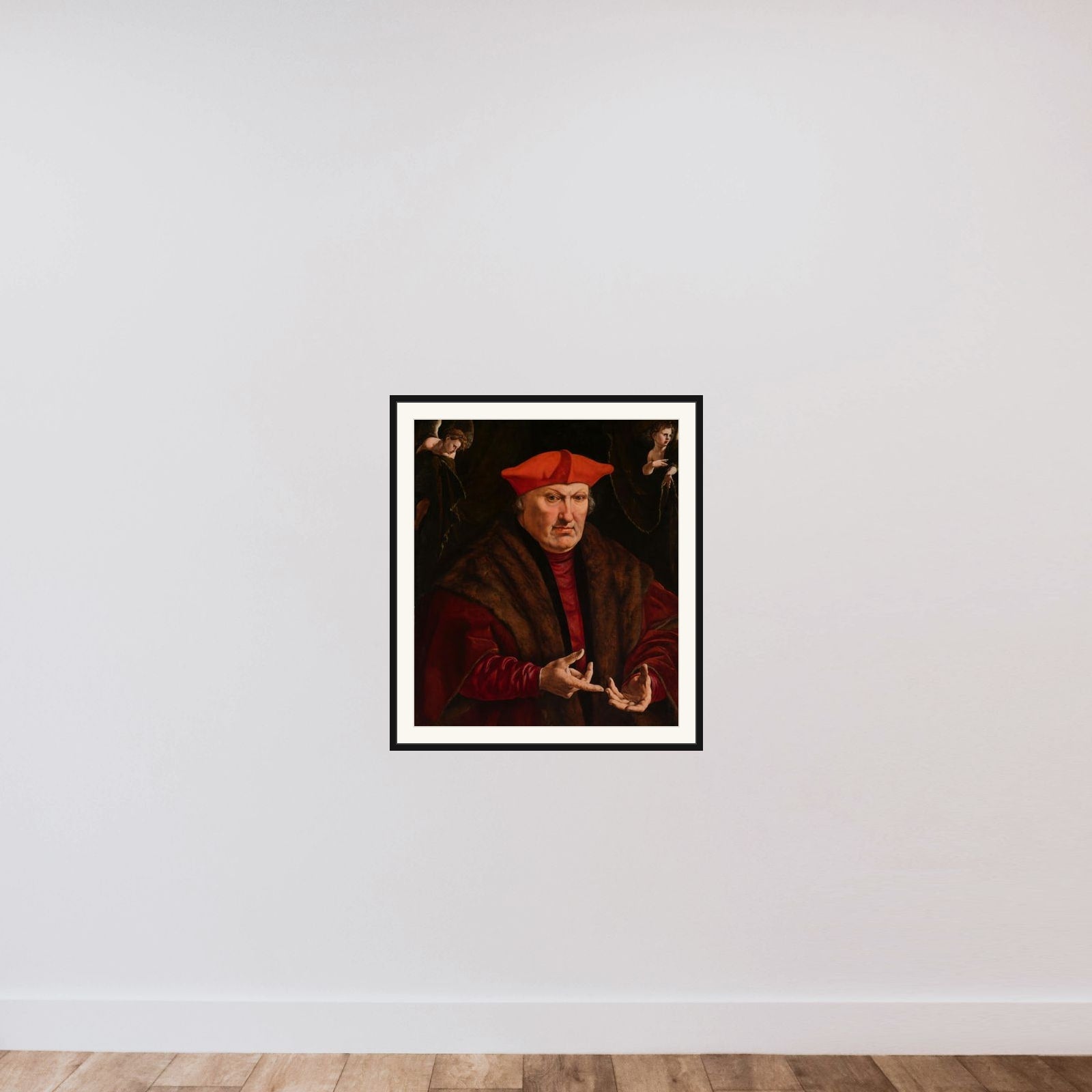 Portrait of Erard de la Marck framed — shown to scale