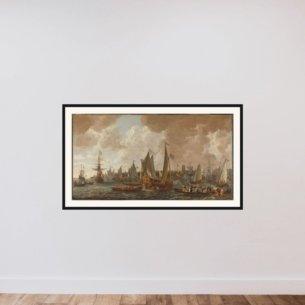 Arrival of Charles II, King of England, in Rotterdam, 24 May 1660 framed — shown to scale
