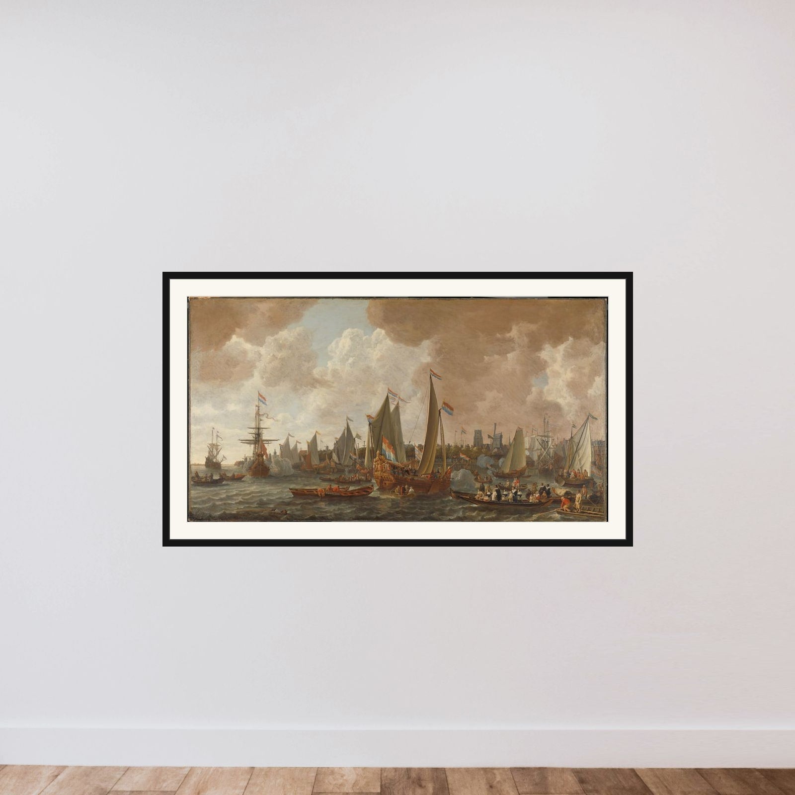 Arrival of Charles II, King of England, in Rotterdam, 24 May 1660 framed — shown to scale