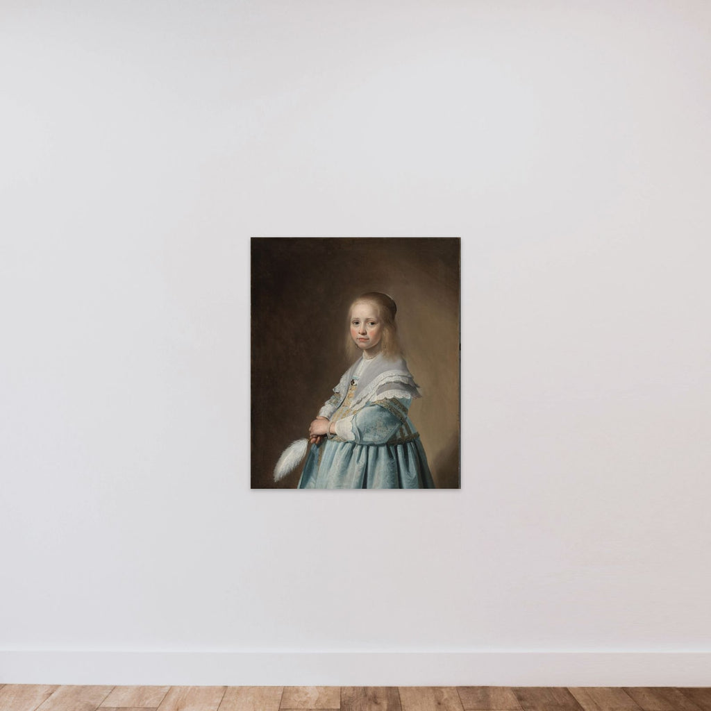 Portrait of a Girl Dressed in Blue unframed — shown to scale