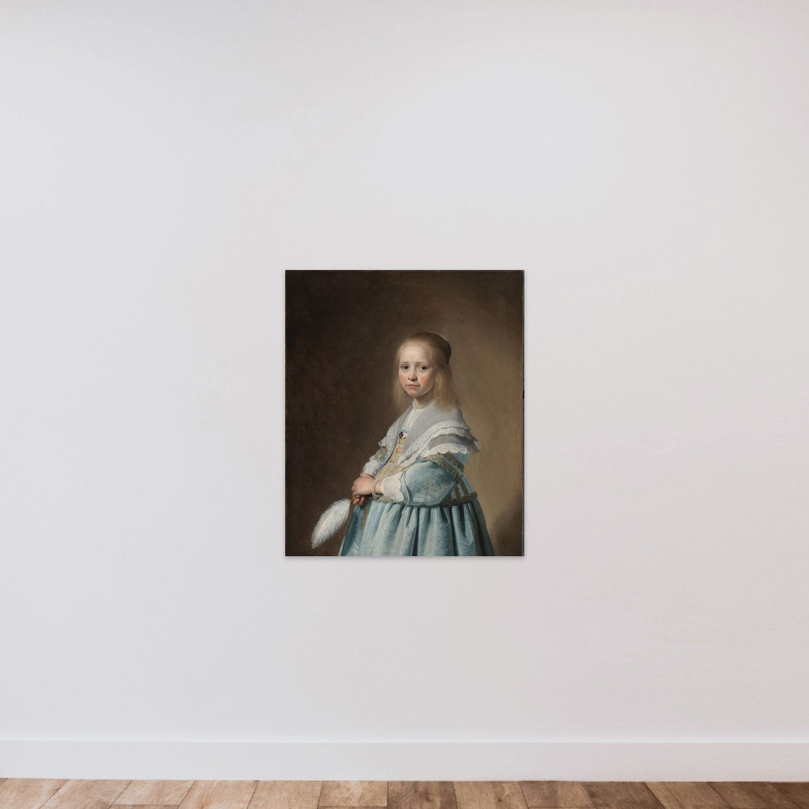Portrait of a Girl Dressed in Blue unframed — shown to scale