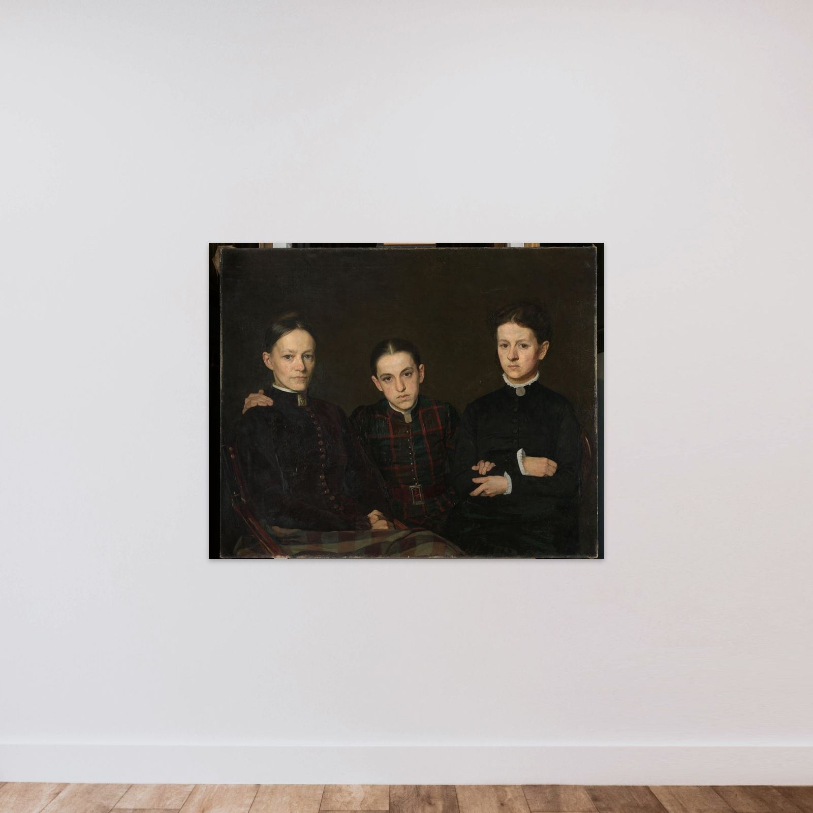 Cornelia, Clara and Johanna Veth, the Three Sisters of the Artist unframed — shown to scale