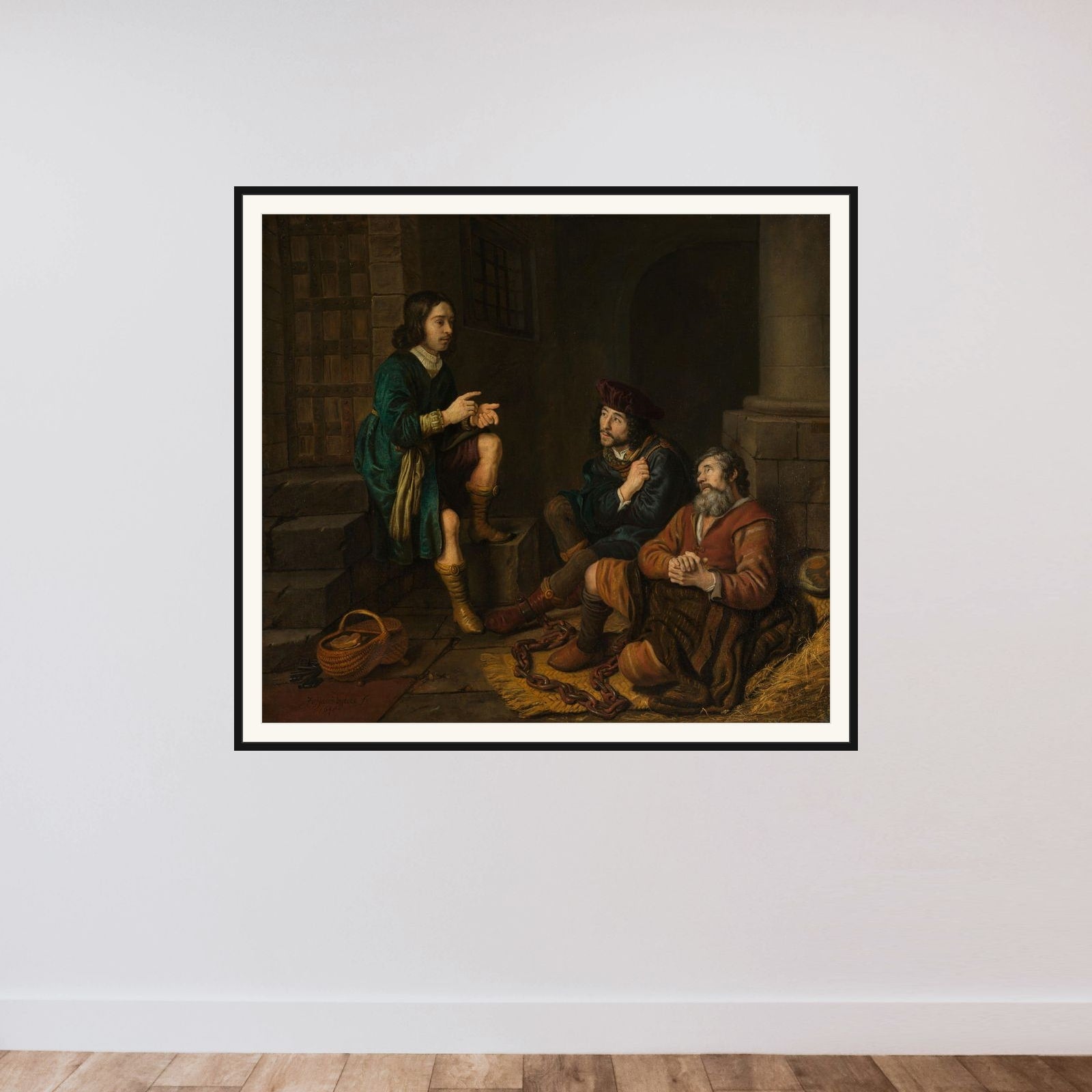 Joseph Interprets the Dreams of the Baker and the Butler framed — shown to scale