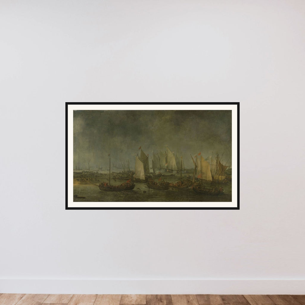 The Battle of the Slaak between the Dutch and Spanish Fleets on the Night of 12-13 September framed — shown to scale