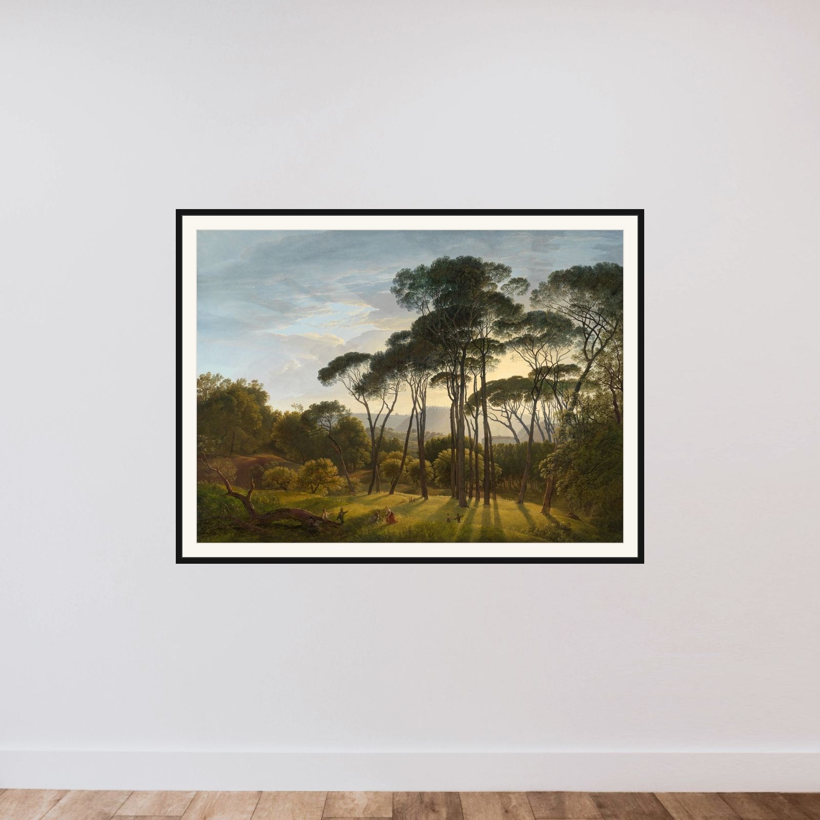 Italian Landscape with Umbrella Pines framed — shown to scale