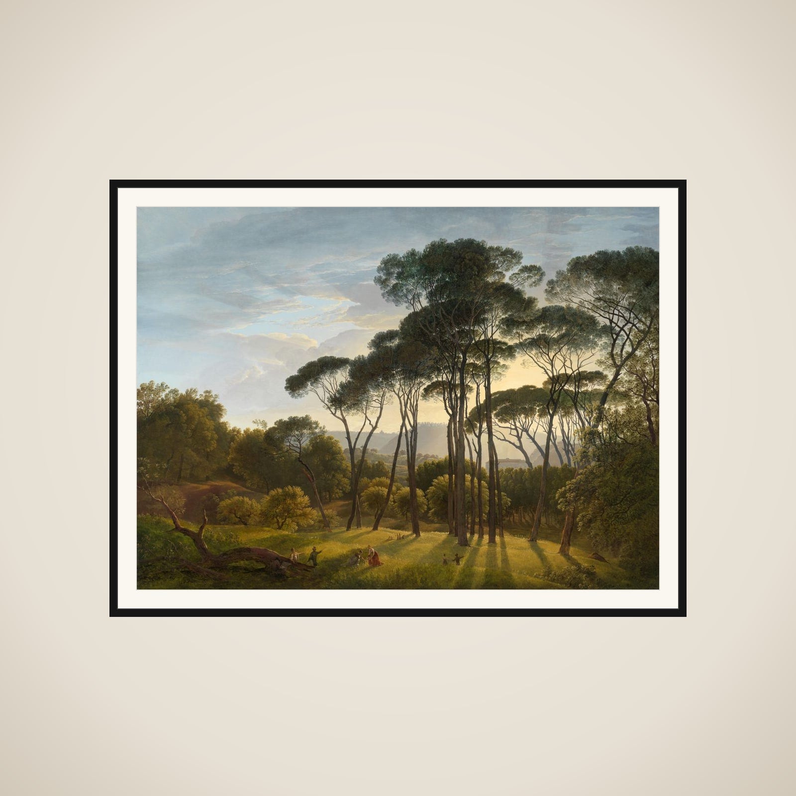 Italian Landscape with Umbrella Pines framed