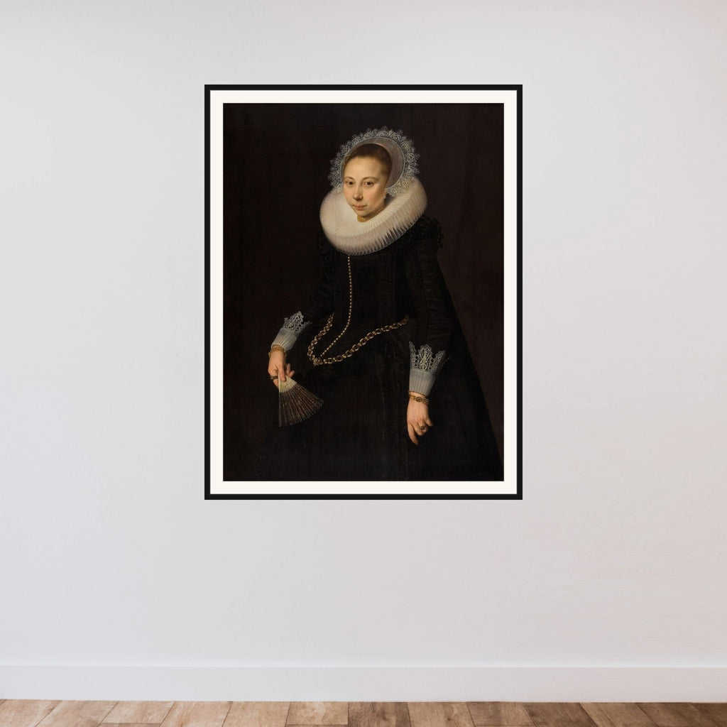 Portrait of Maria Overrijn van Schoterbosch (1599/1600-38) framed — shown to scale