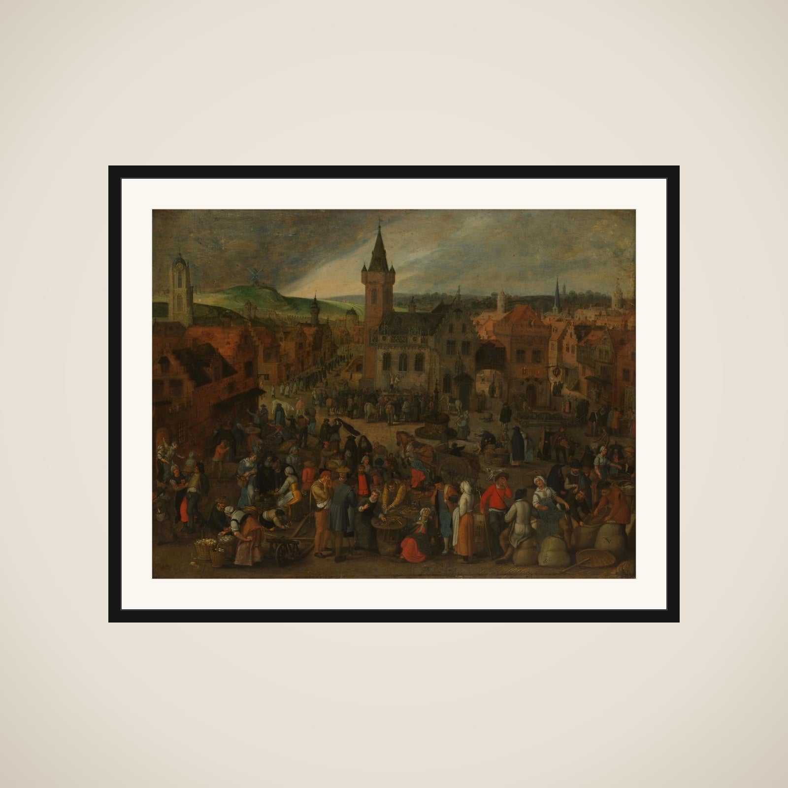 Market Day in a Flemish Town framed