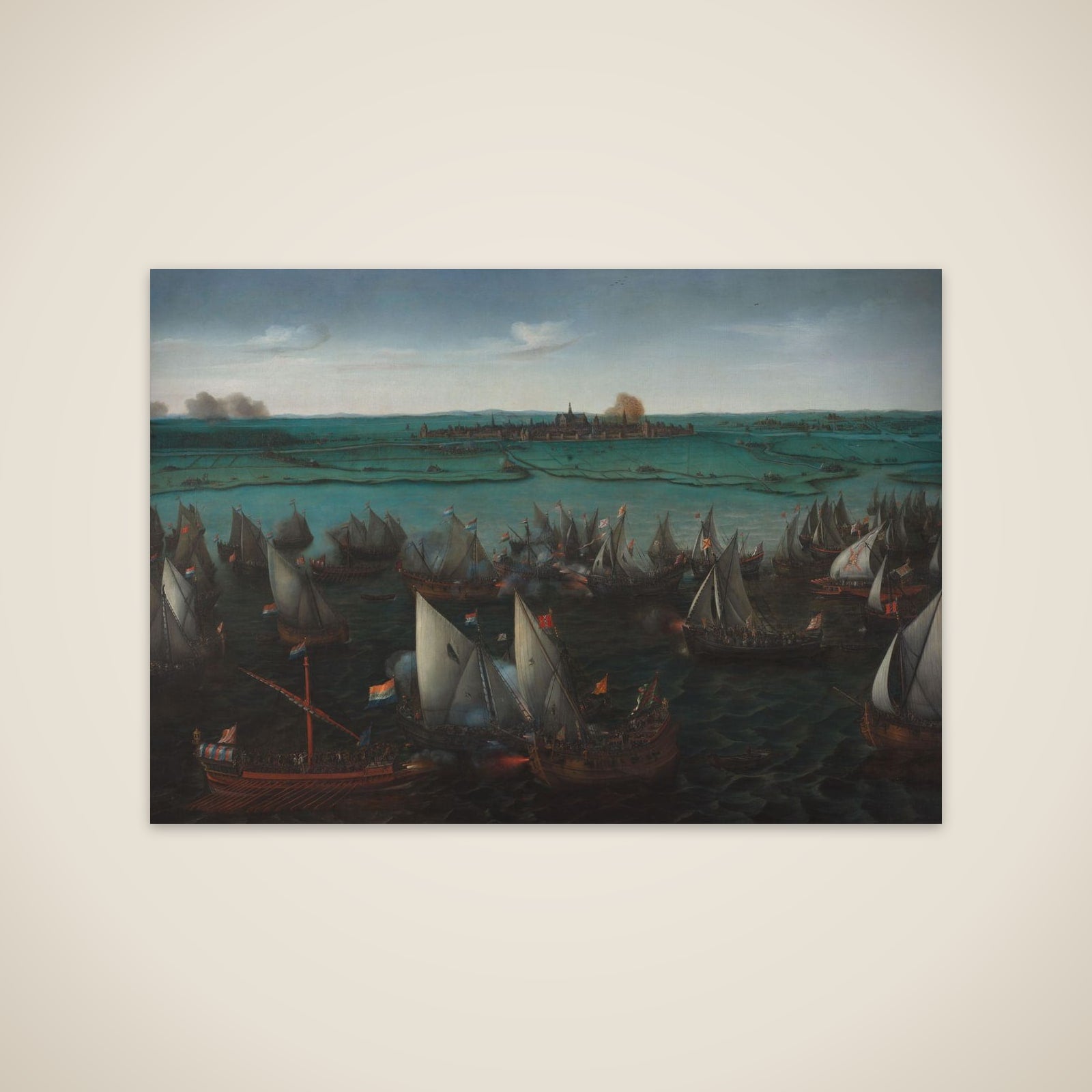 Battle between Dutch and Spanish Ships on the Haarlemmermeer, 26 May 1573 unframed print