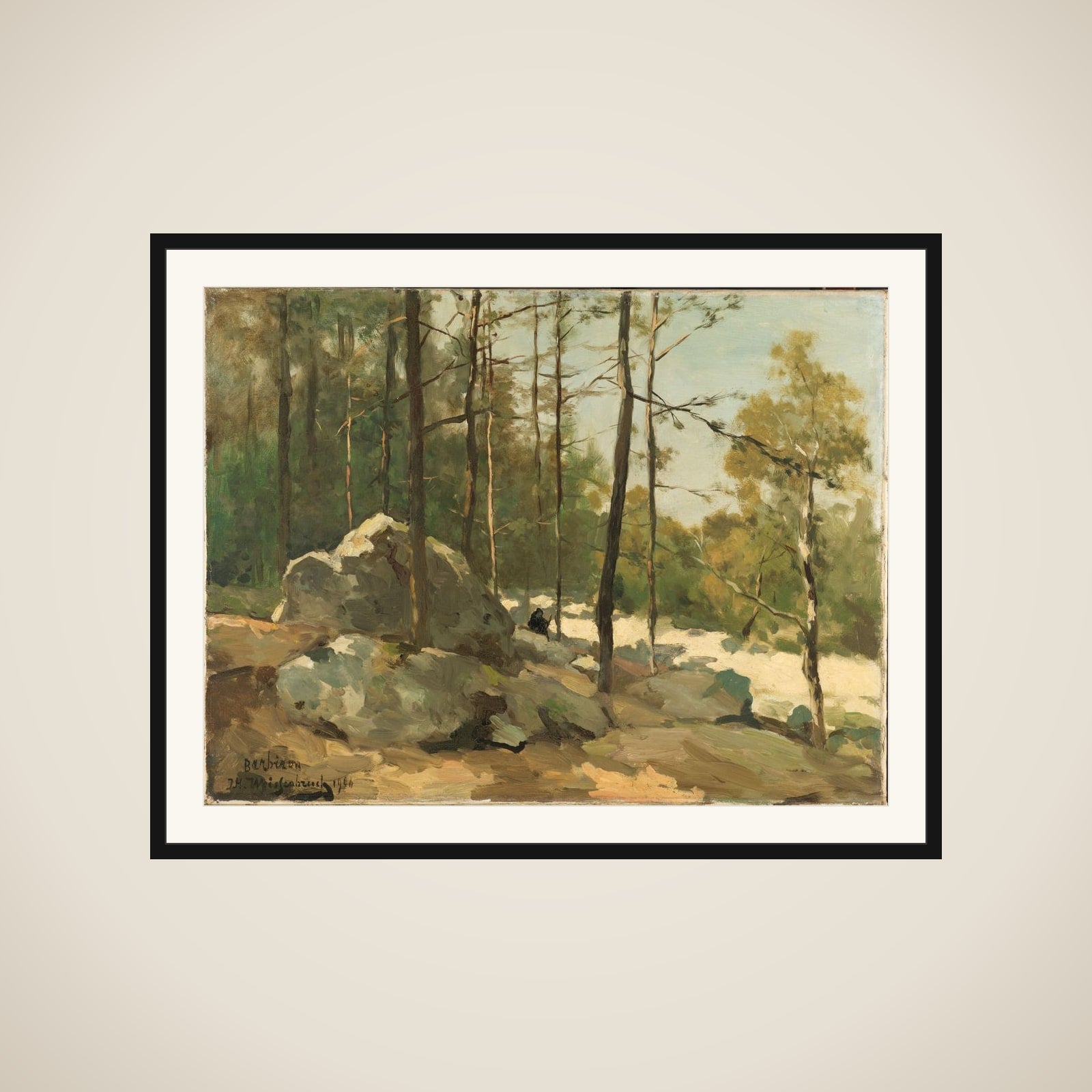 Wooded View near Barbizon framed