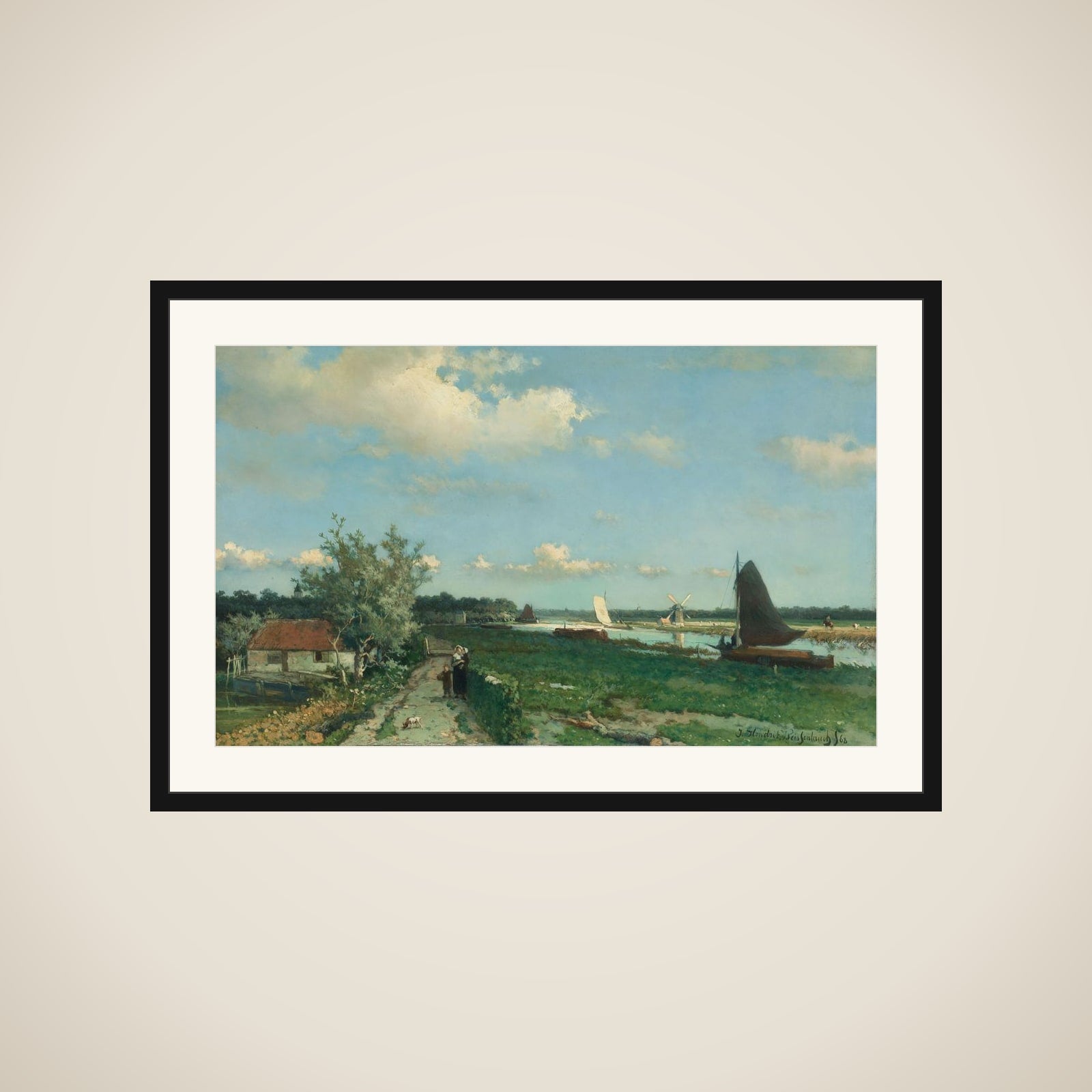 The Trekvliet Shipping Canal near Rijswijk, known as the ‘View near the Geest Bridge’ framed