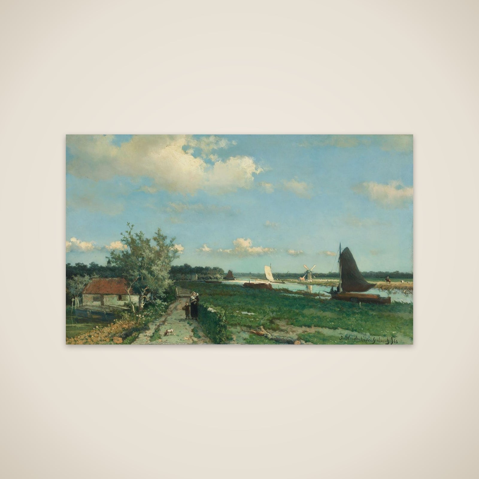 The Trekvliet Shipping Canal near Rijswijk, known as the ‘View near the Geest Bridge’ unframed print