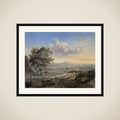 Hilly Landscape with a Rider on a Country Road framed