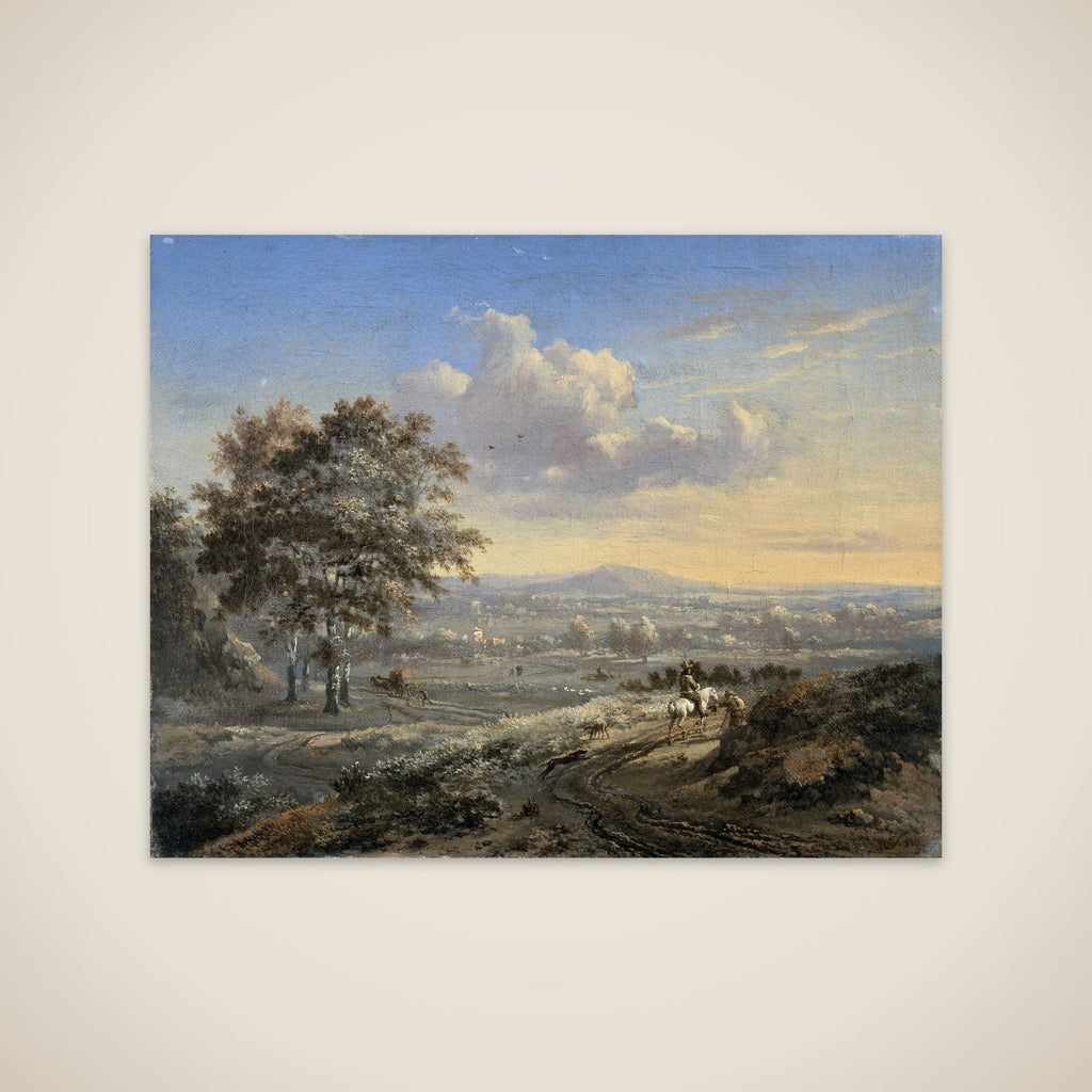 Hilly Landscape with a Rider on a Country Road unframed print