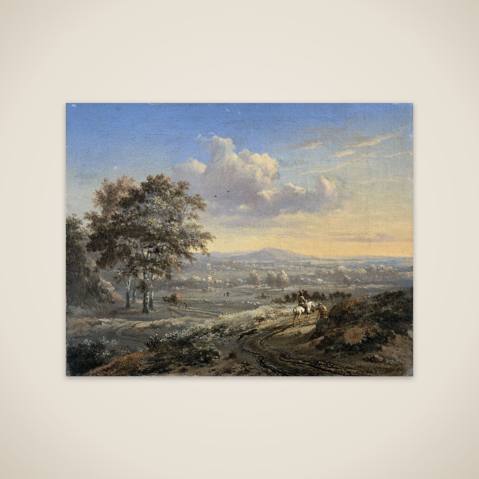 Hilly Landscape with a Rider on a Country Road unframed print