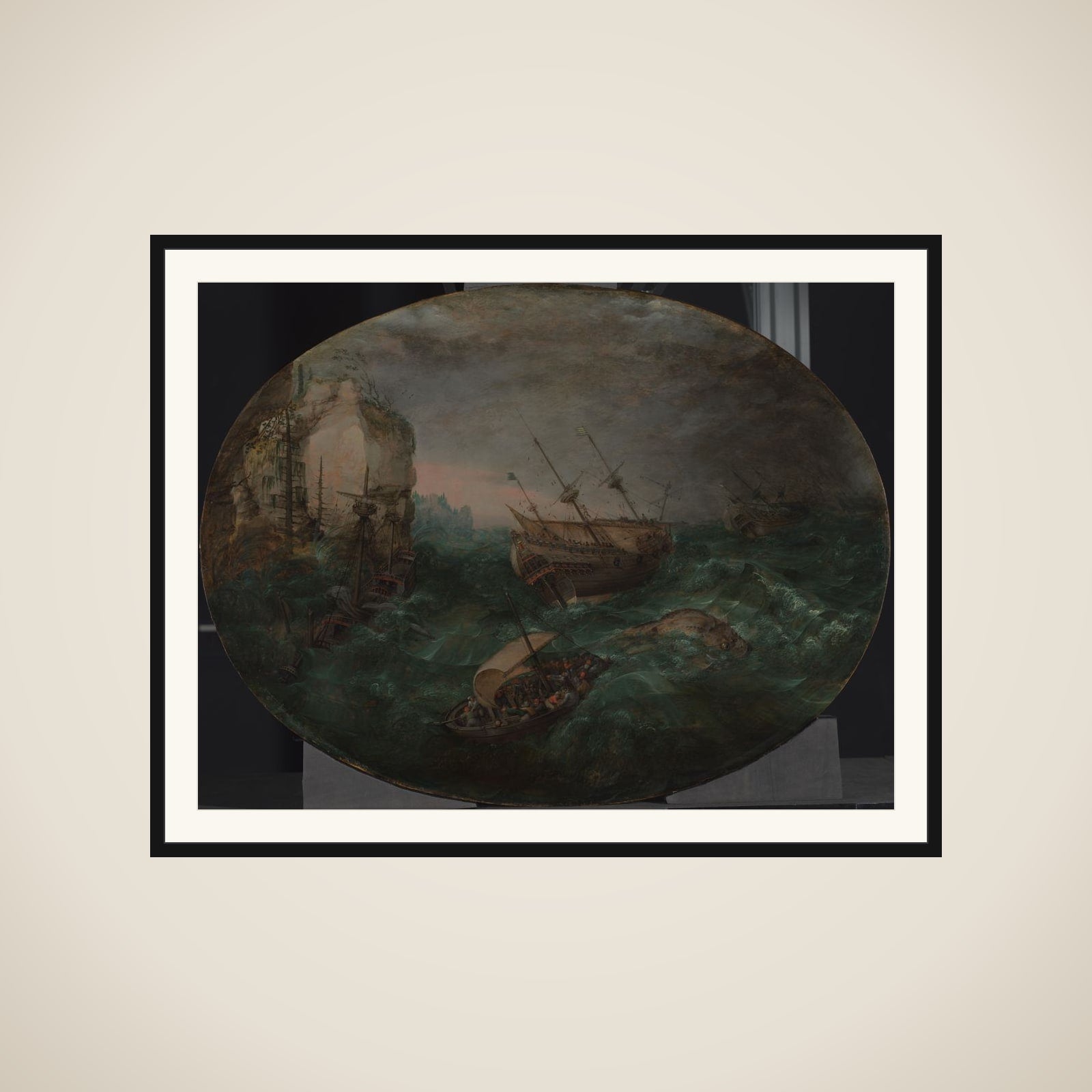 Shipwreck off a Rocky Coast framed