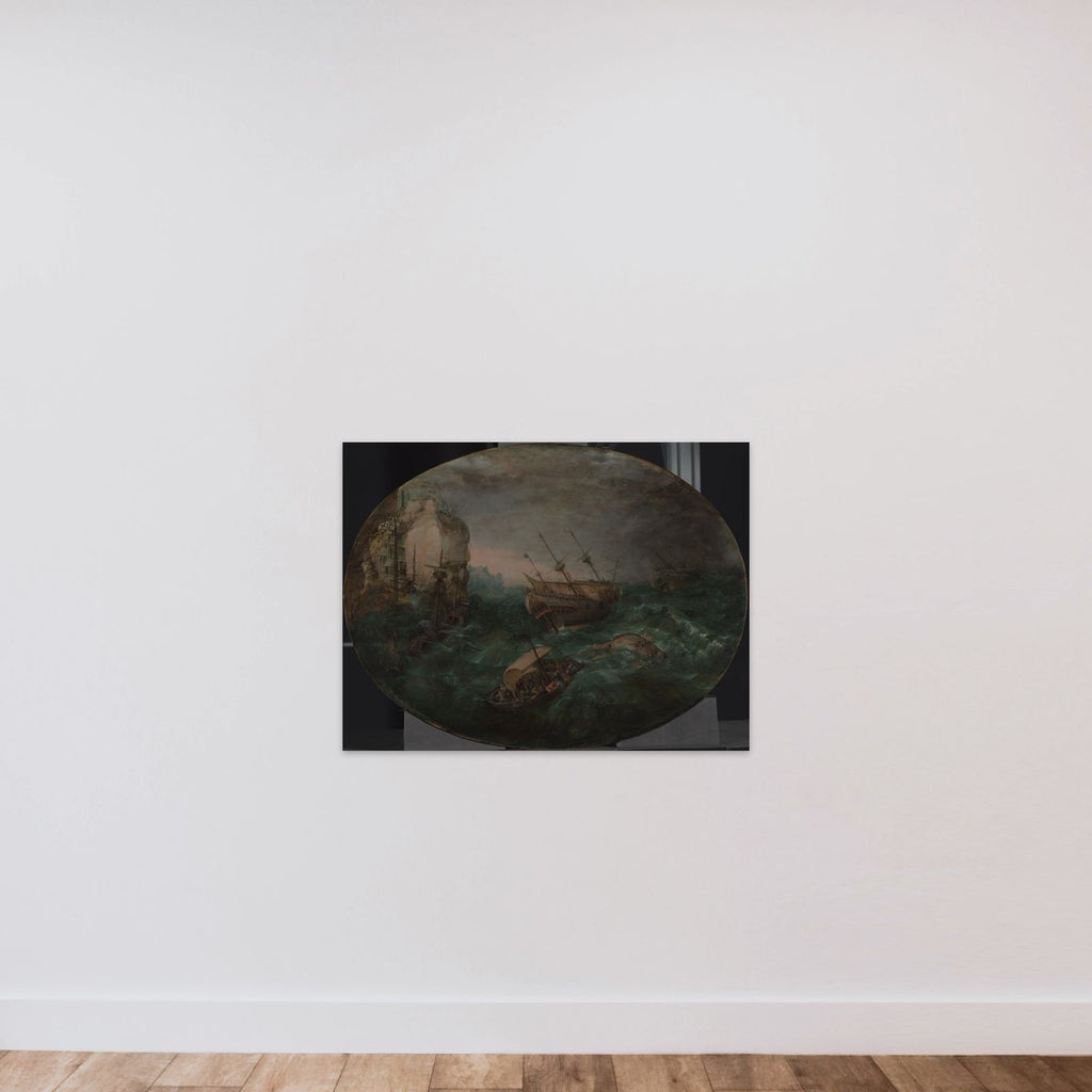 Shipwreck off a Rocky Coast unframed — shown to scale
