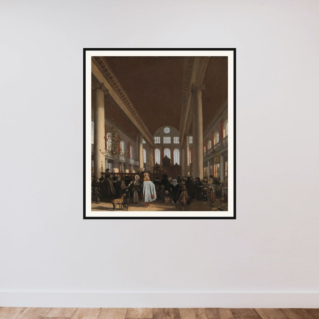 Interior of the Portuguese Synagogue in Amsterdam framed — shown to scale