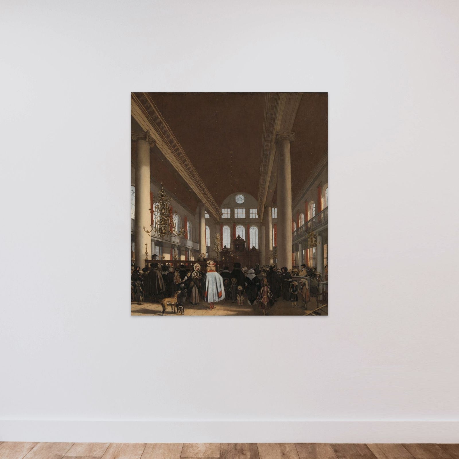 Interior of the Portuguese Synagogue in Amsterdam unframed — shown to scale