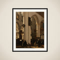 Interior of a Protestant, Gothic Church during a Service framed