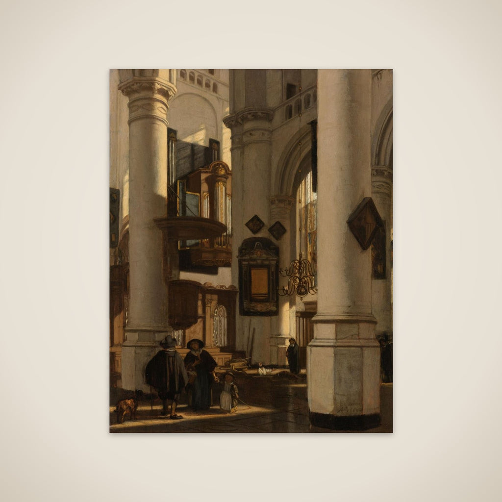 Interior of a Protestant, Gothic Church, with a Gravedigger in the Choir unframed print