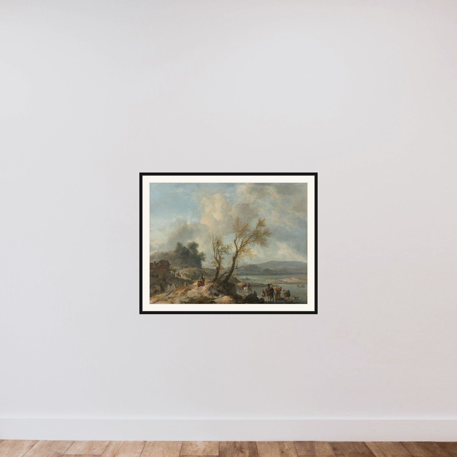 Landscape with Sandy Path beside a River framed — shown to scale