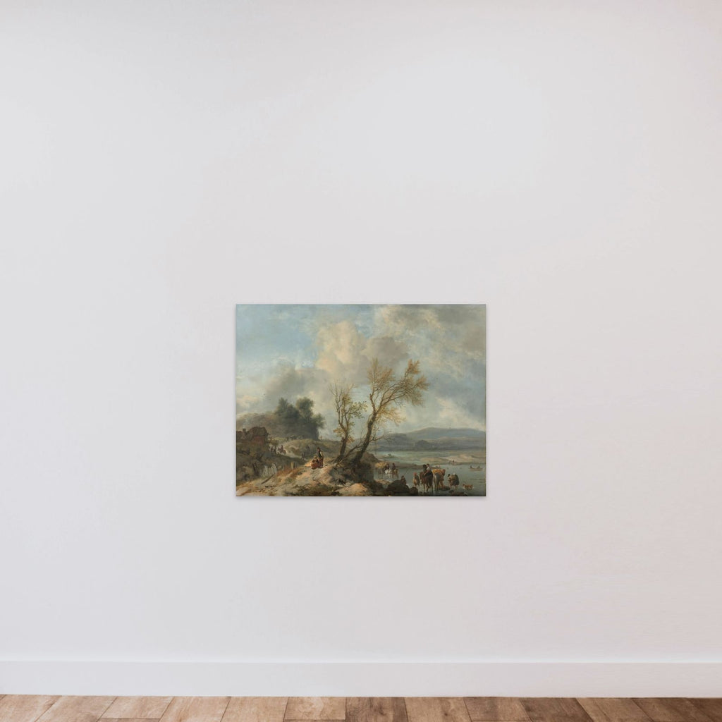 Landscape with Sandy Path beside a River unframed — shown to scale