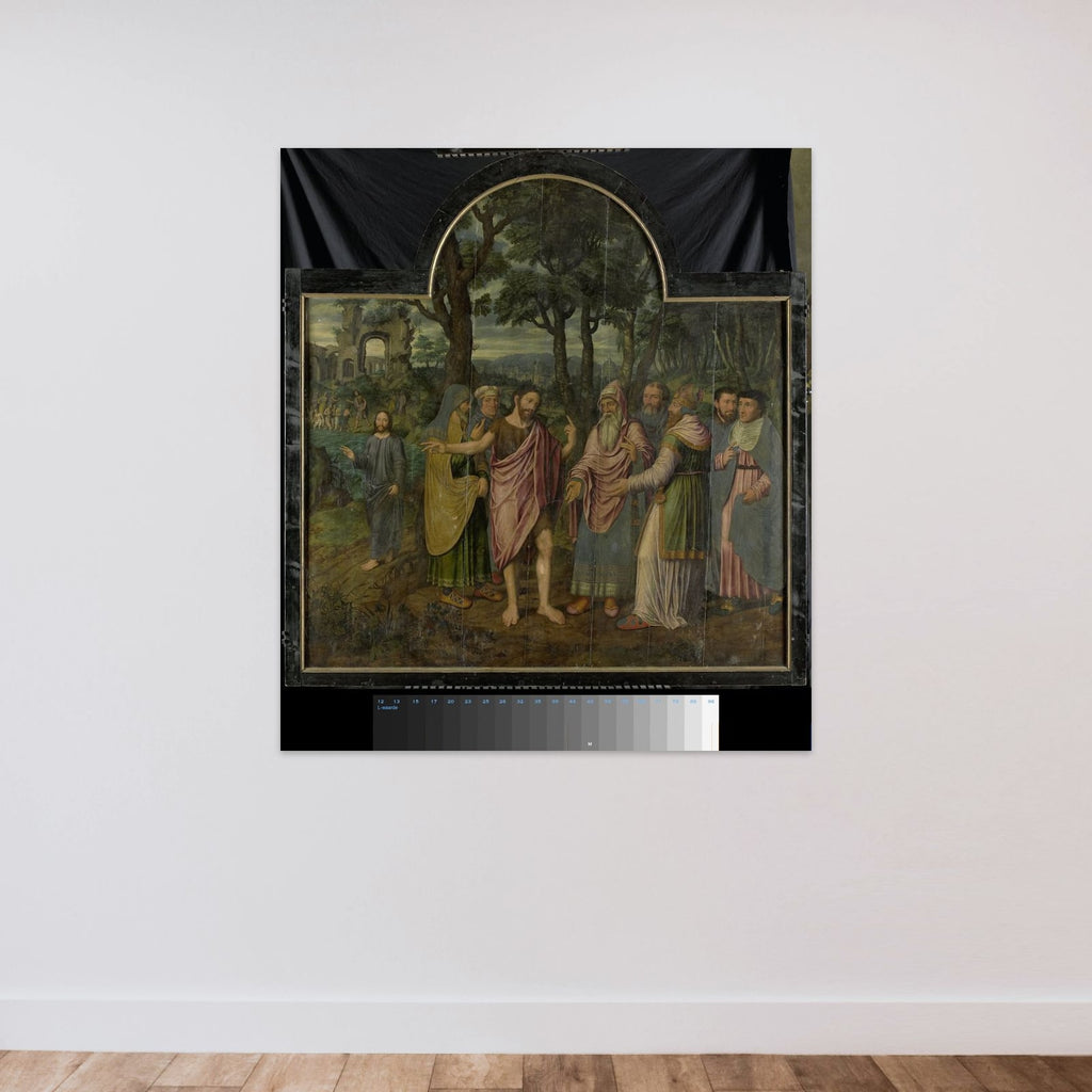 Triptych with Scenes from the Life of St John the Baptist unframed — shown to scale