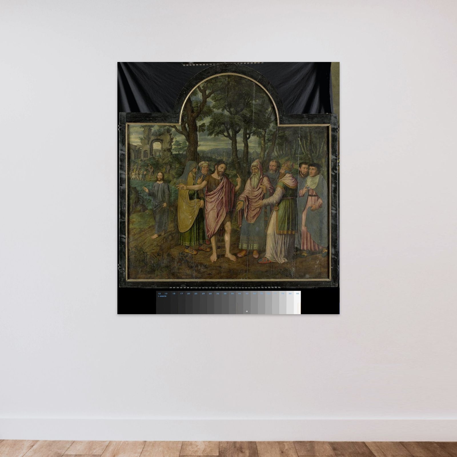 Triptych with Scenes from the Life of St John the Baptist unframed — shown to scale
