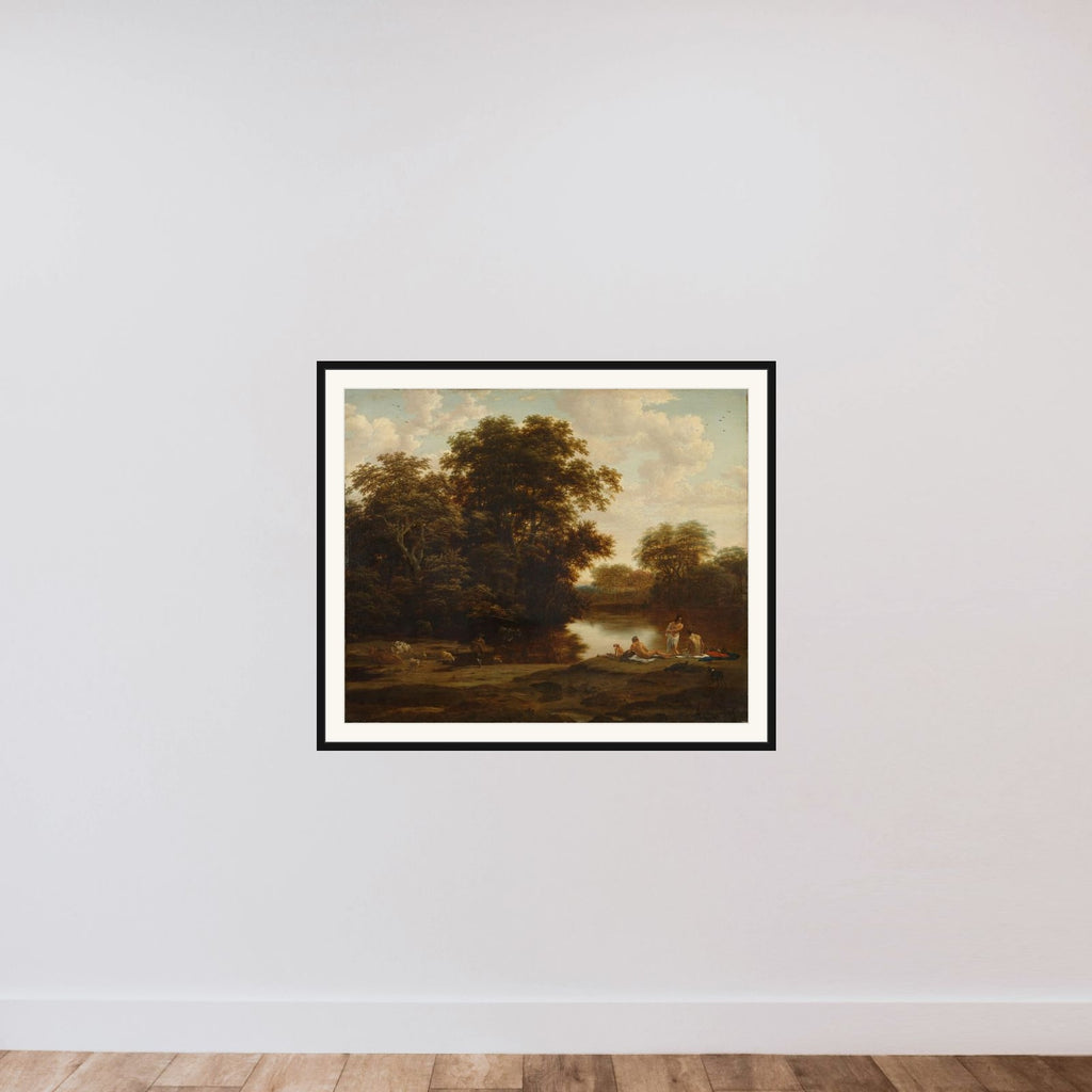 Landscape with Bathers framed — shown to scale