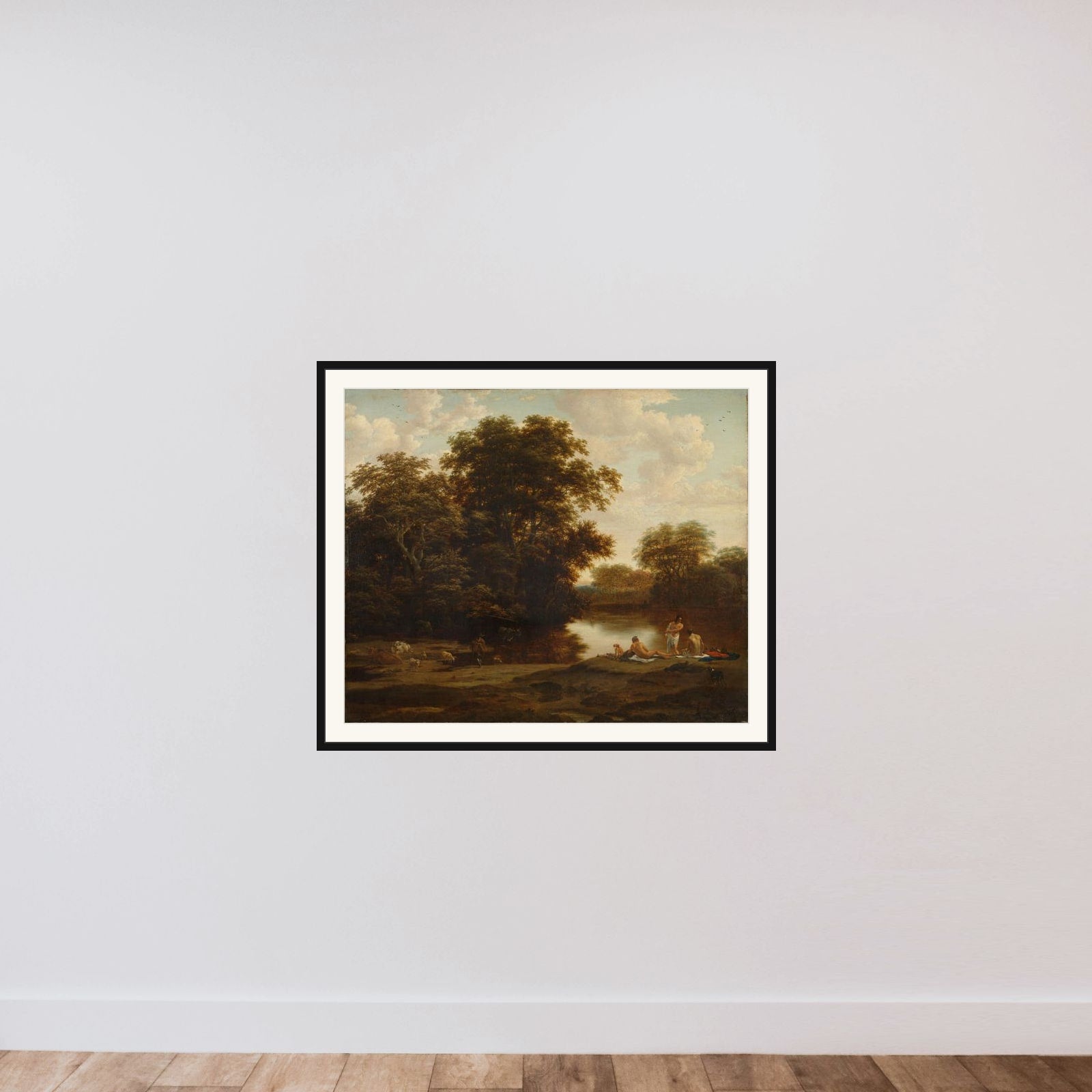 Landscape with Bathers framed — shown to scale