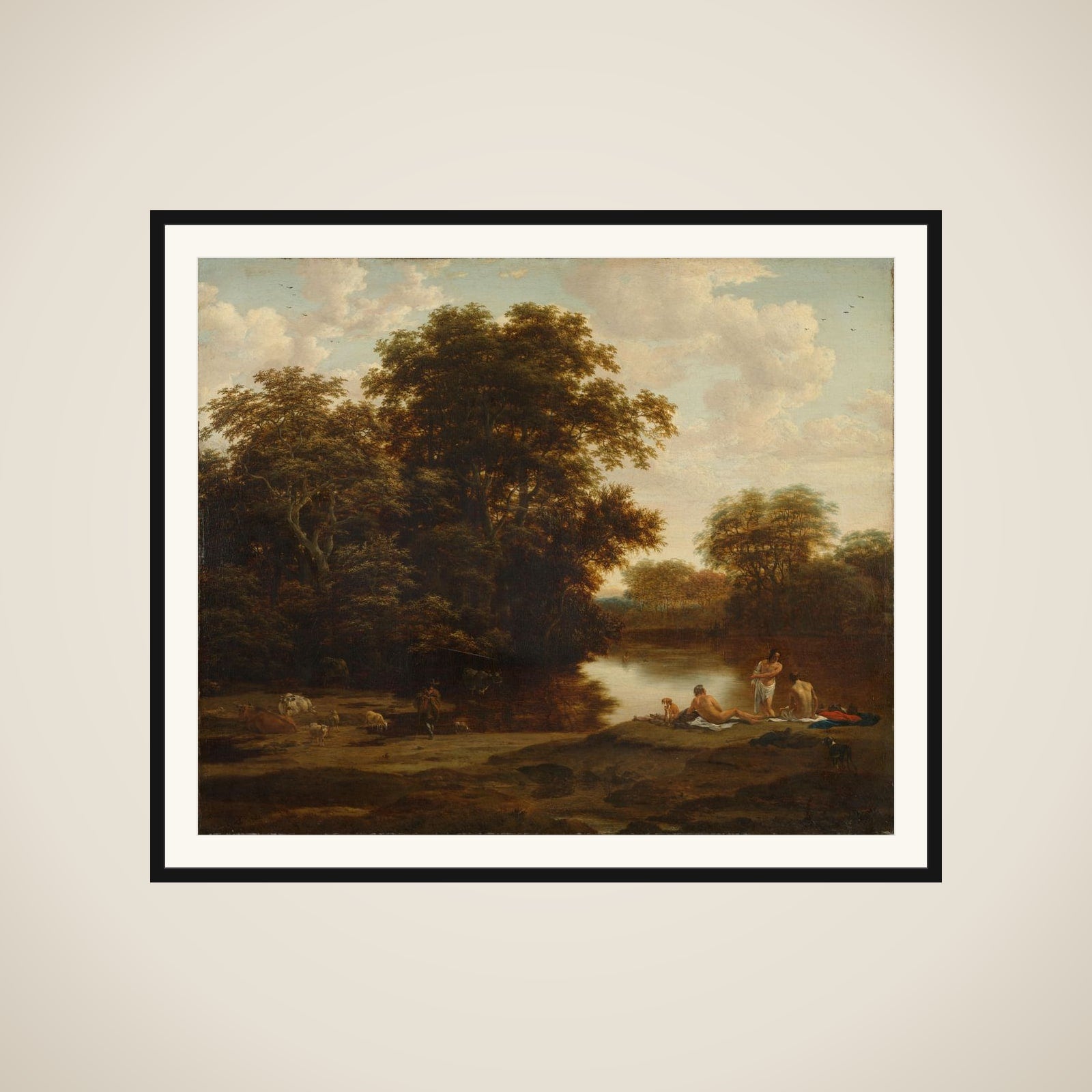 Landscape with Bathers framed