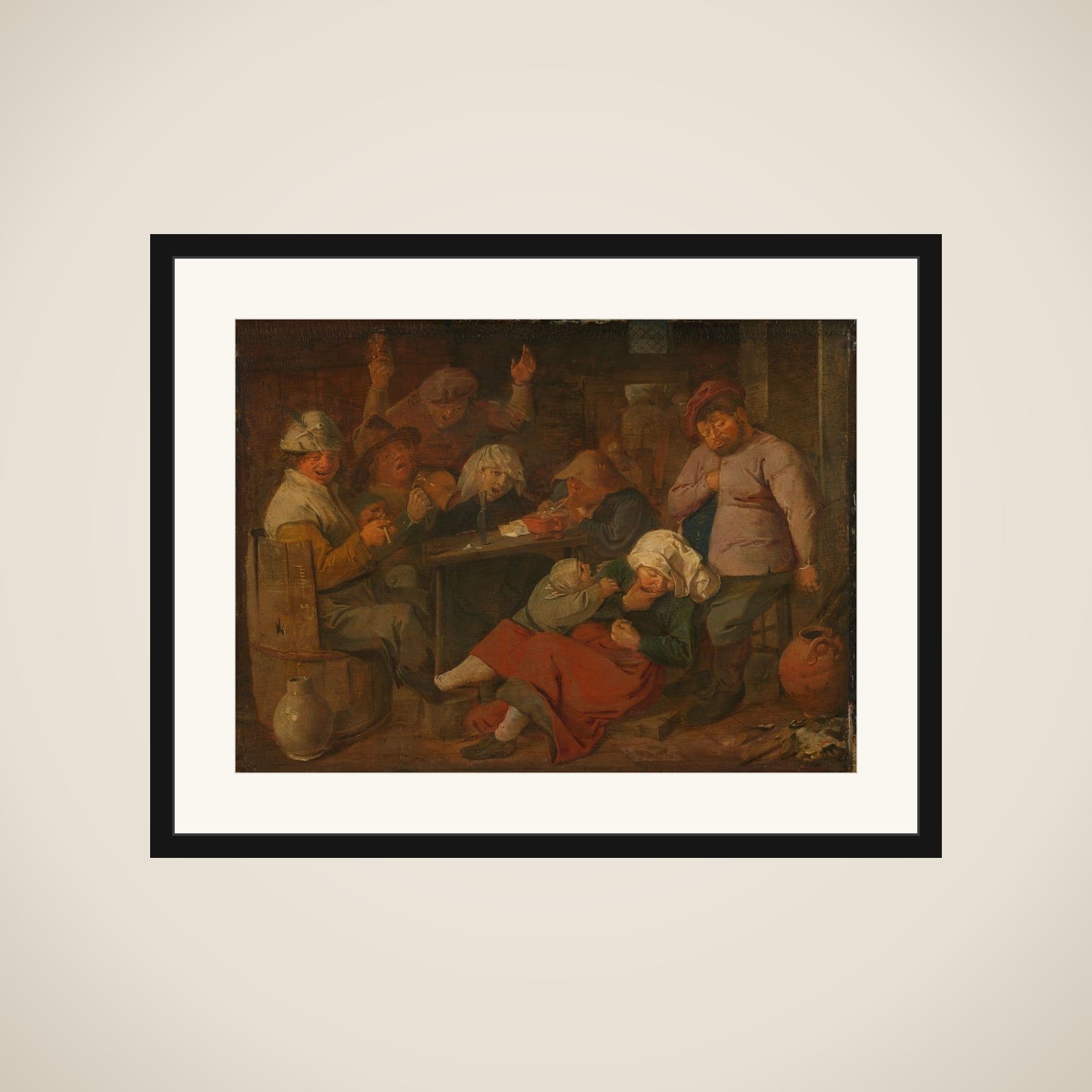 Poor Folk Drinking in a Tavern framed