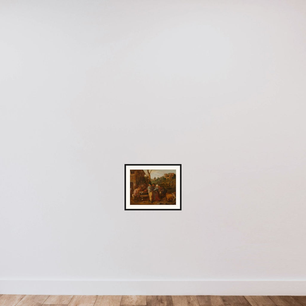 Card Fight outside a Country Tavern framed — shown to scale