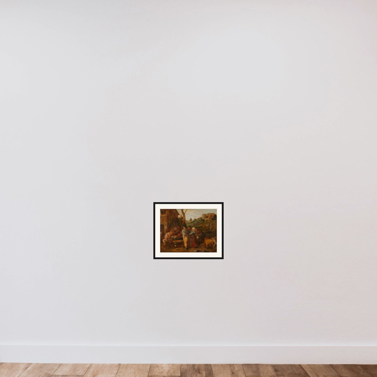 Card Fight outside a Country Tavern framed — shown to scale
