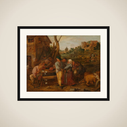 Card Fight outside a Country Tavern framed