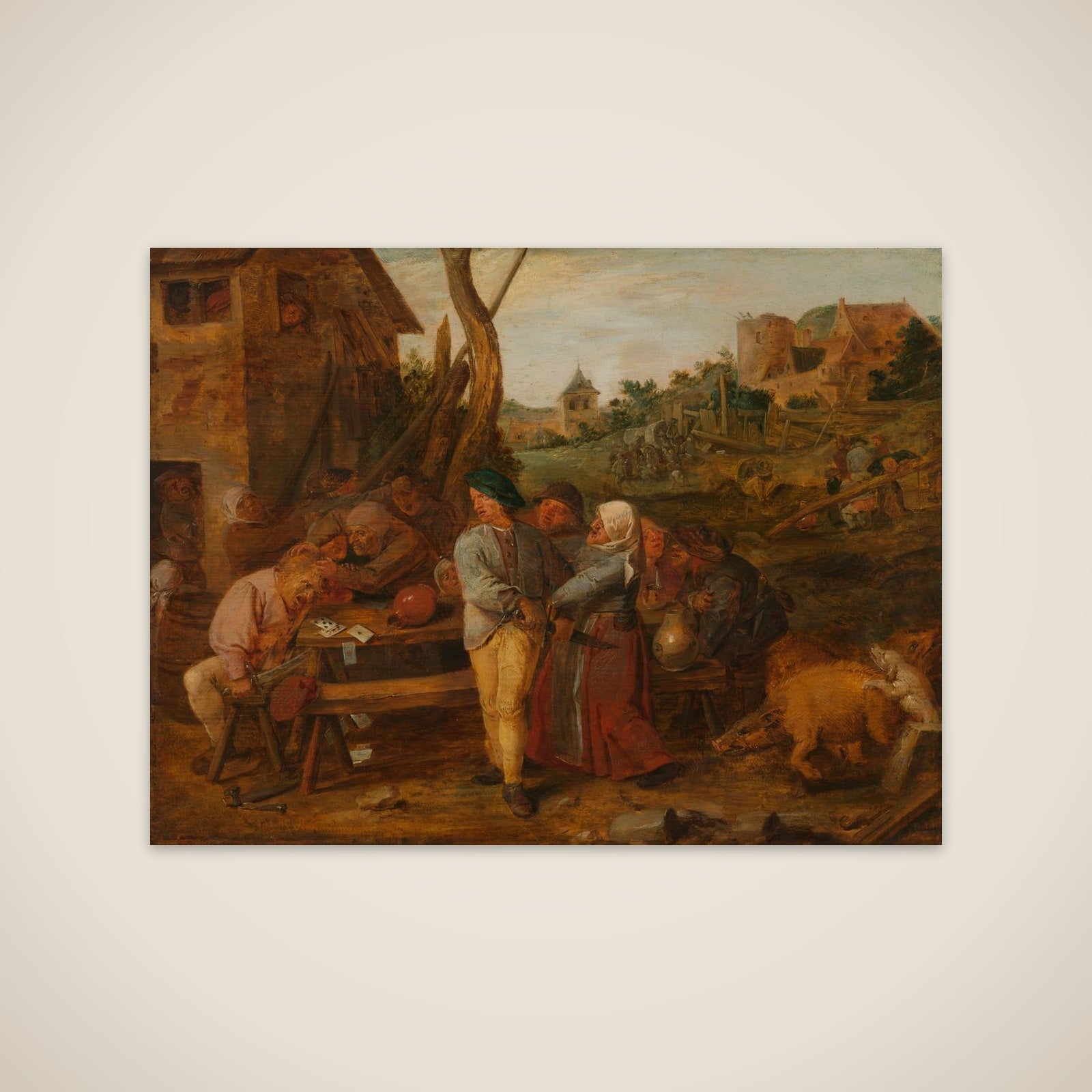 Card Fight outside a Country Tavern unframed print