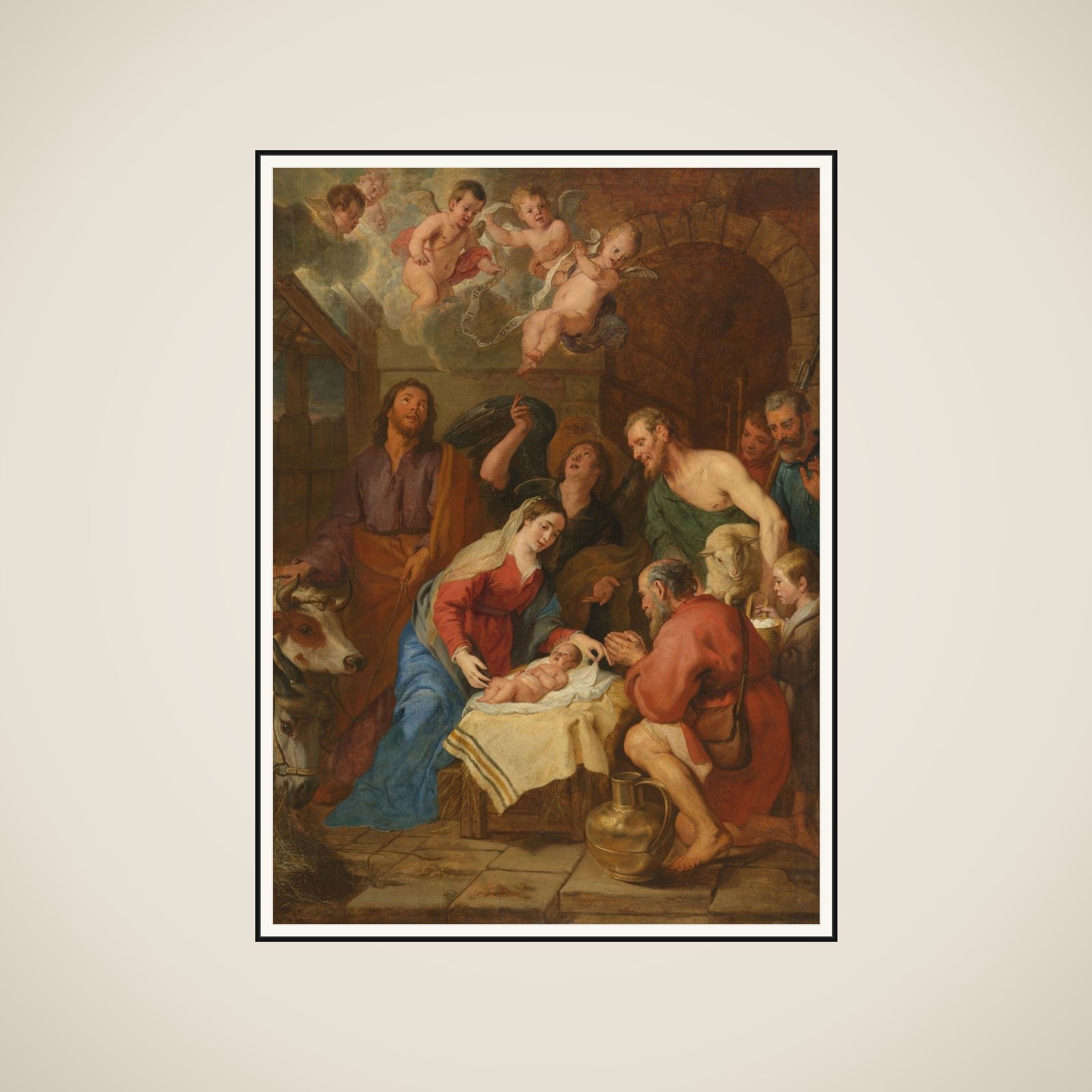 The Adoration of the Shepherds framed