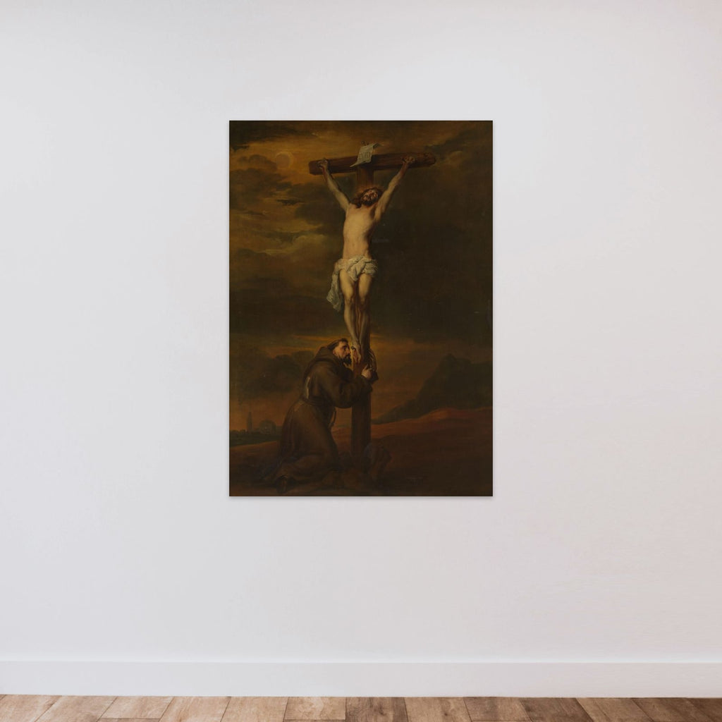 St Francis Lamenting at the Foot of the Cross unframed — shown to scale