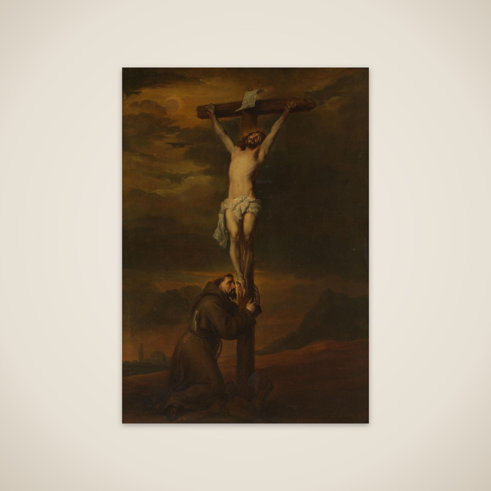 St Francis Lamenting at the Foot of the Cross unframed print