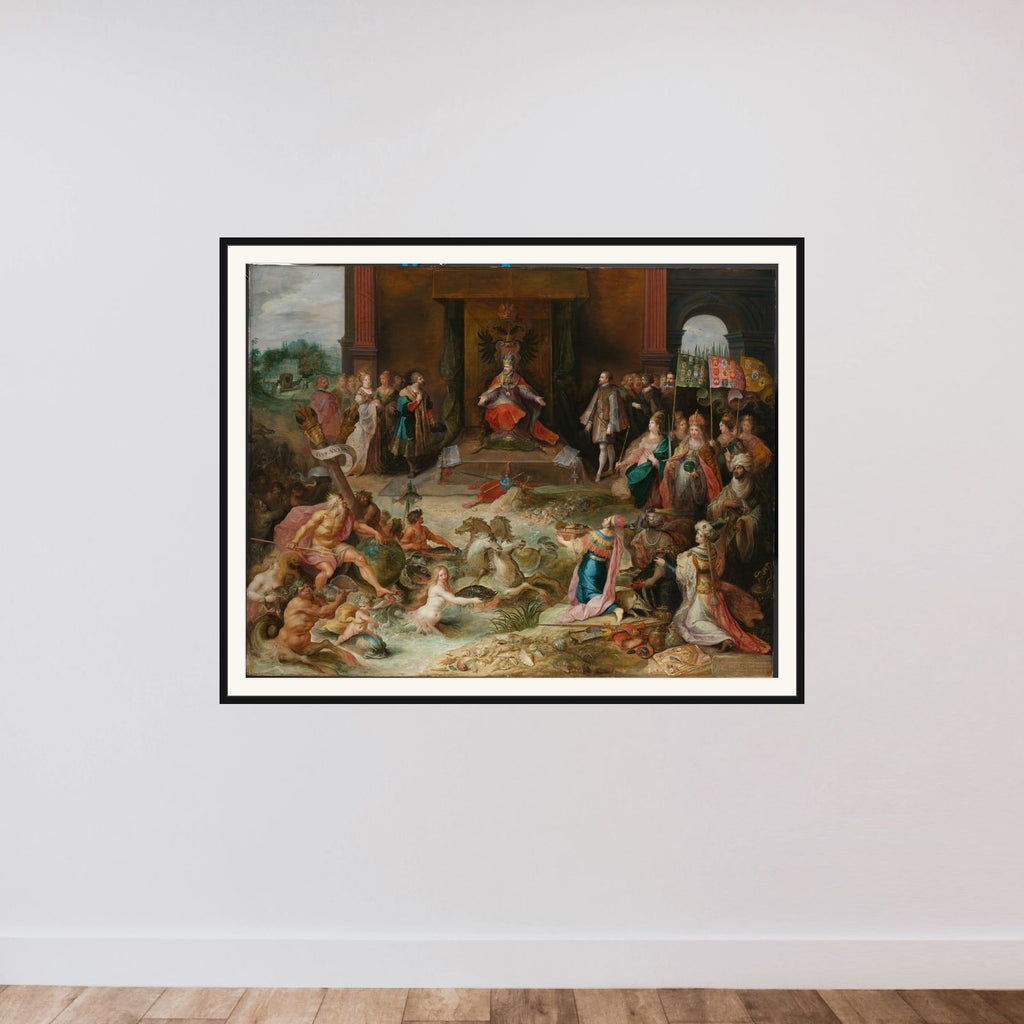 Allegory on the Abdication of Emperor Charles v in Brussels framed — shown to scale