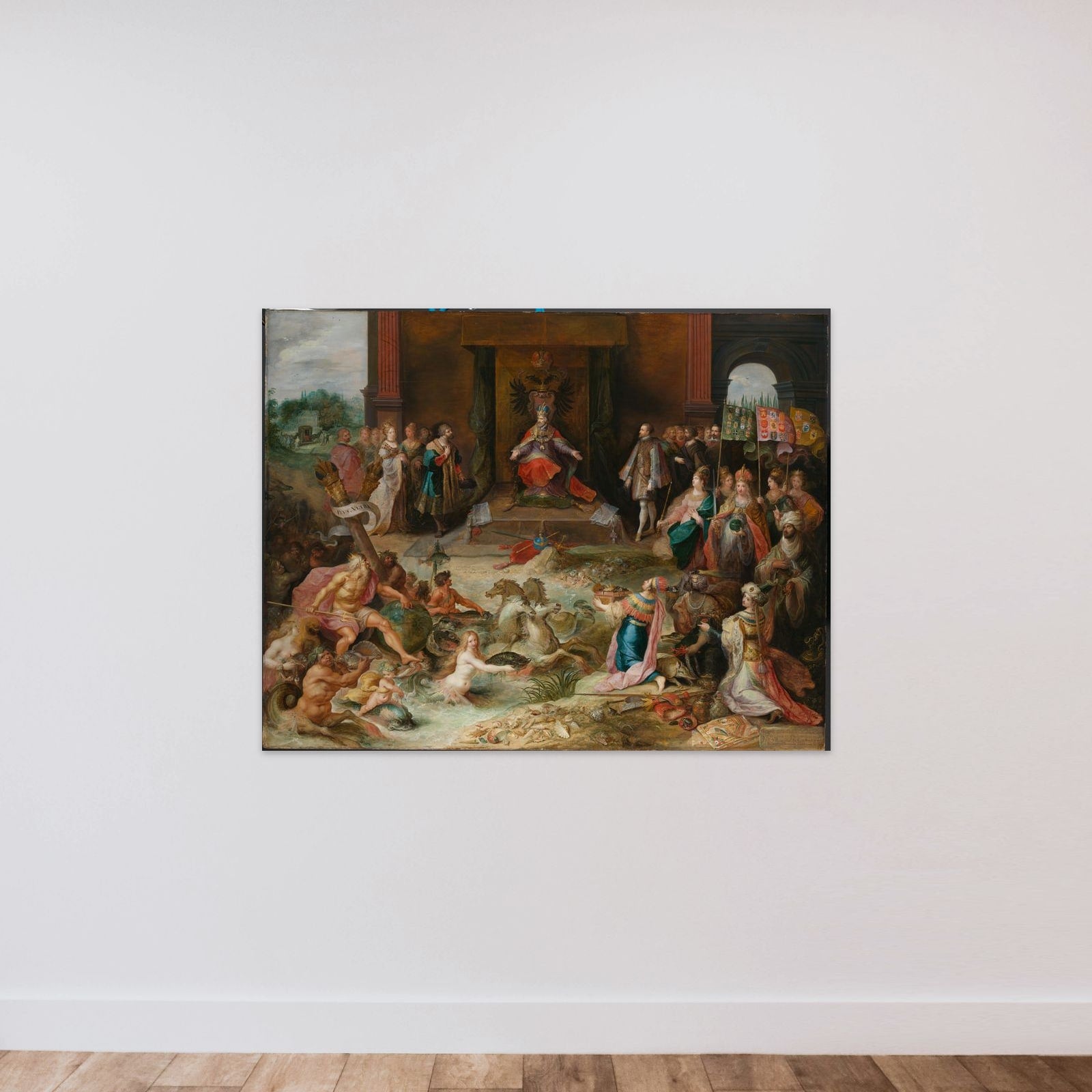 Allegory on the Abdication of Emperor Charles v in Brussels unframed — shown to scale