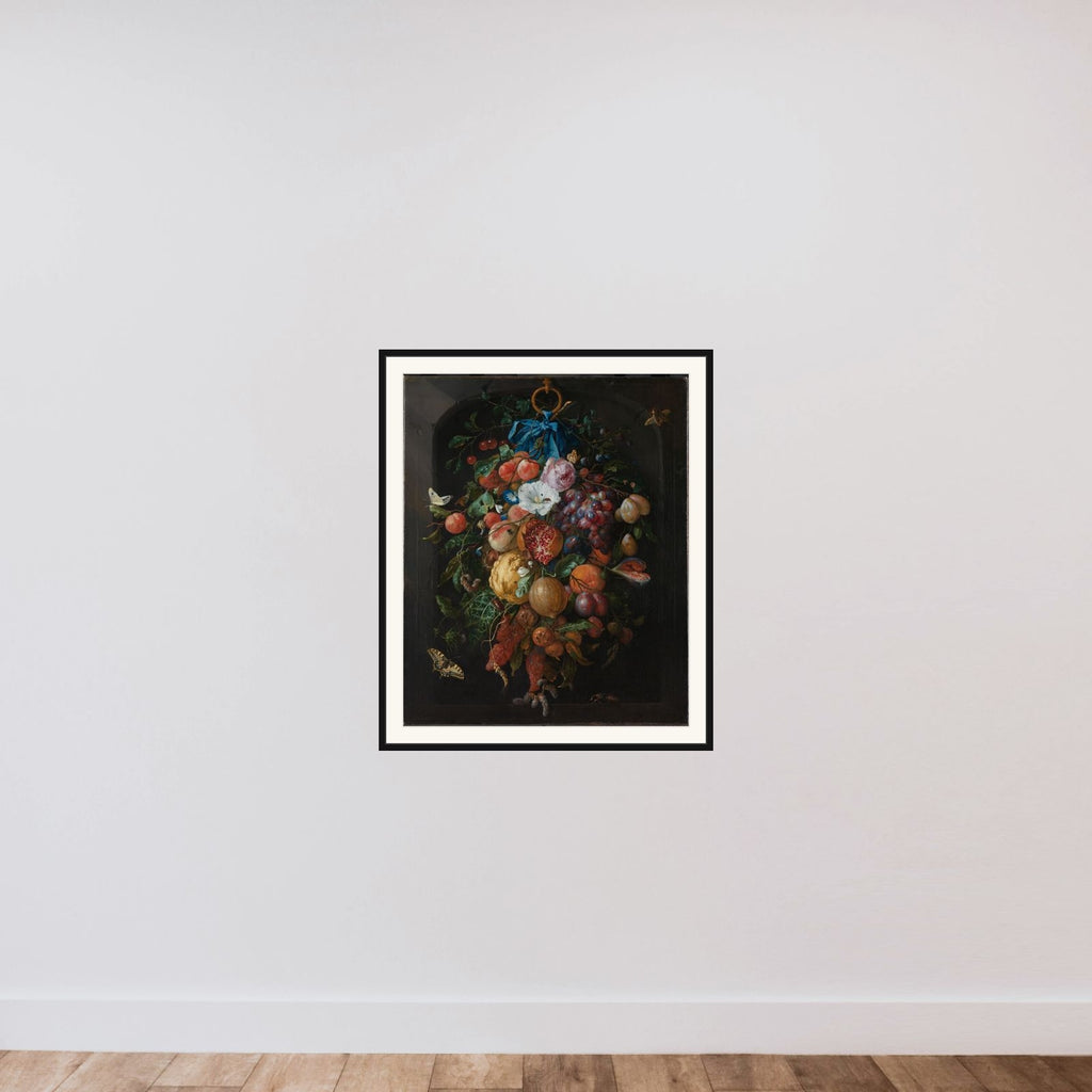 Festoon of Fruits and Flowers framed — shown to scale