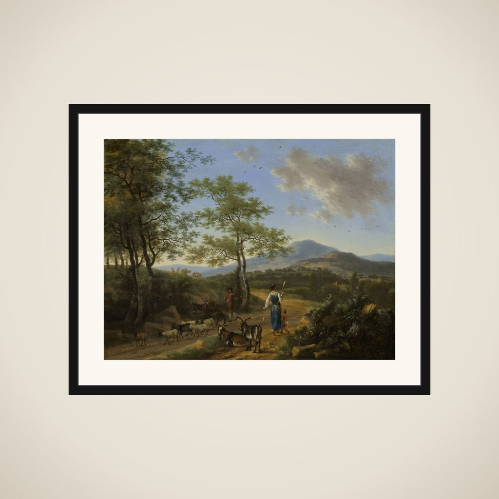 Italian Landscape with Herdsmen framed