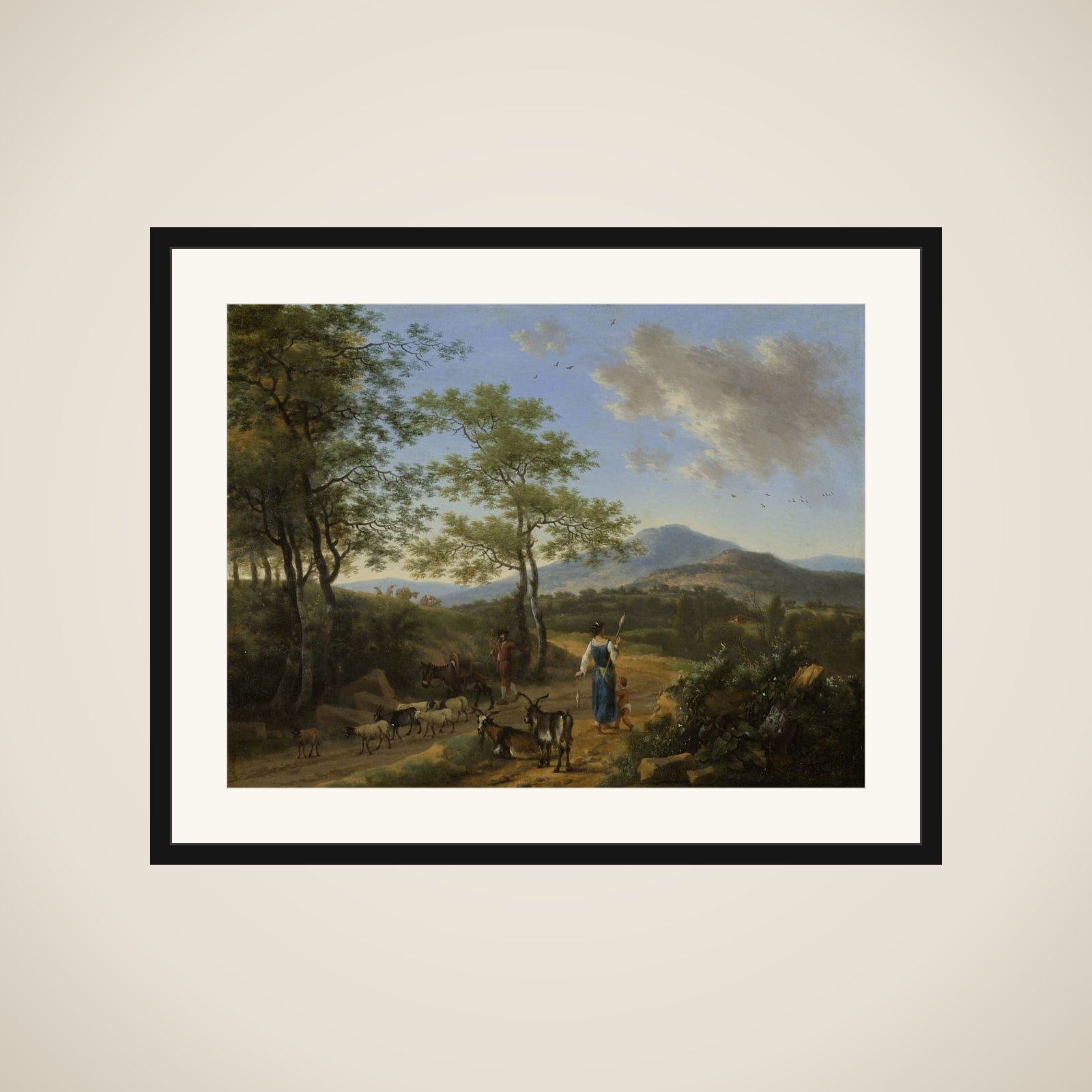 Italian Landscape with Herdsmen framed