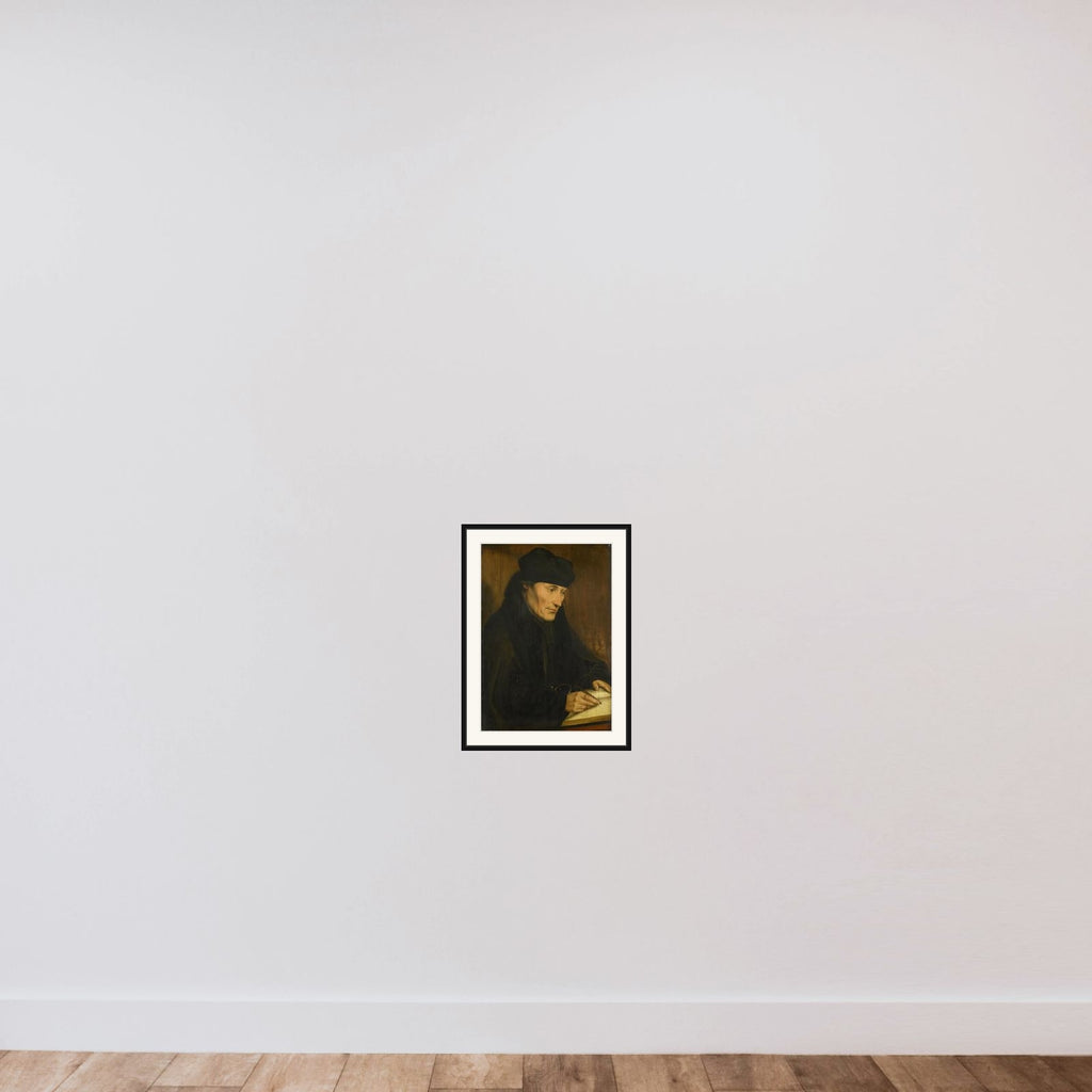 Portrait of Desiderius Erasmus framed — shown to scale