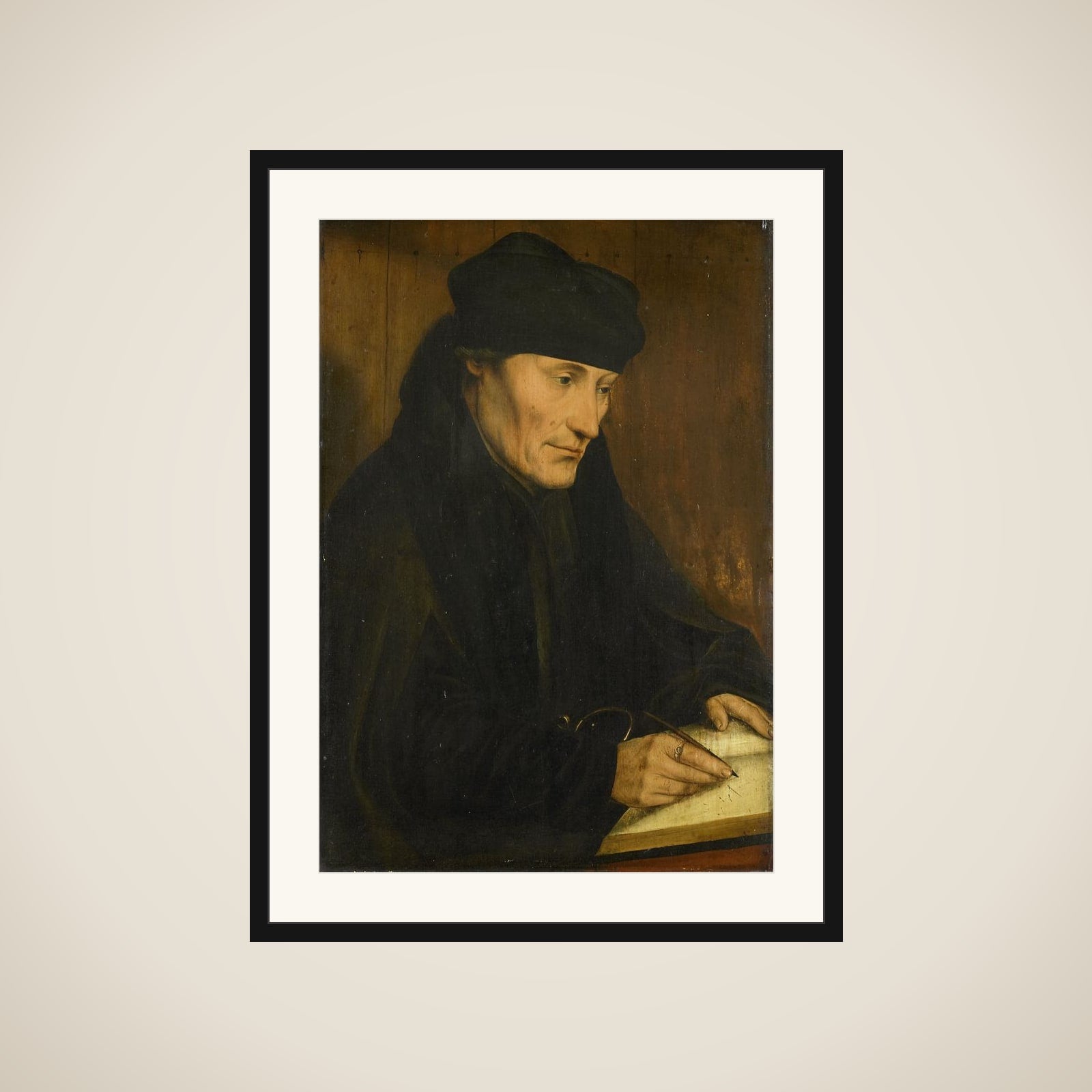 Portrait of Desiderius Erasmus framed