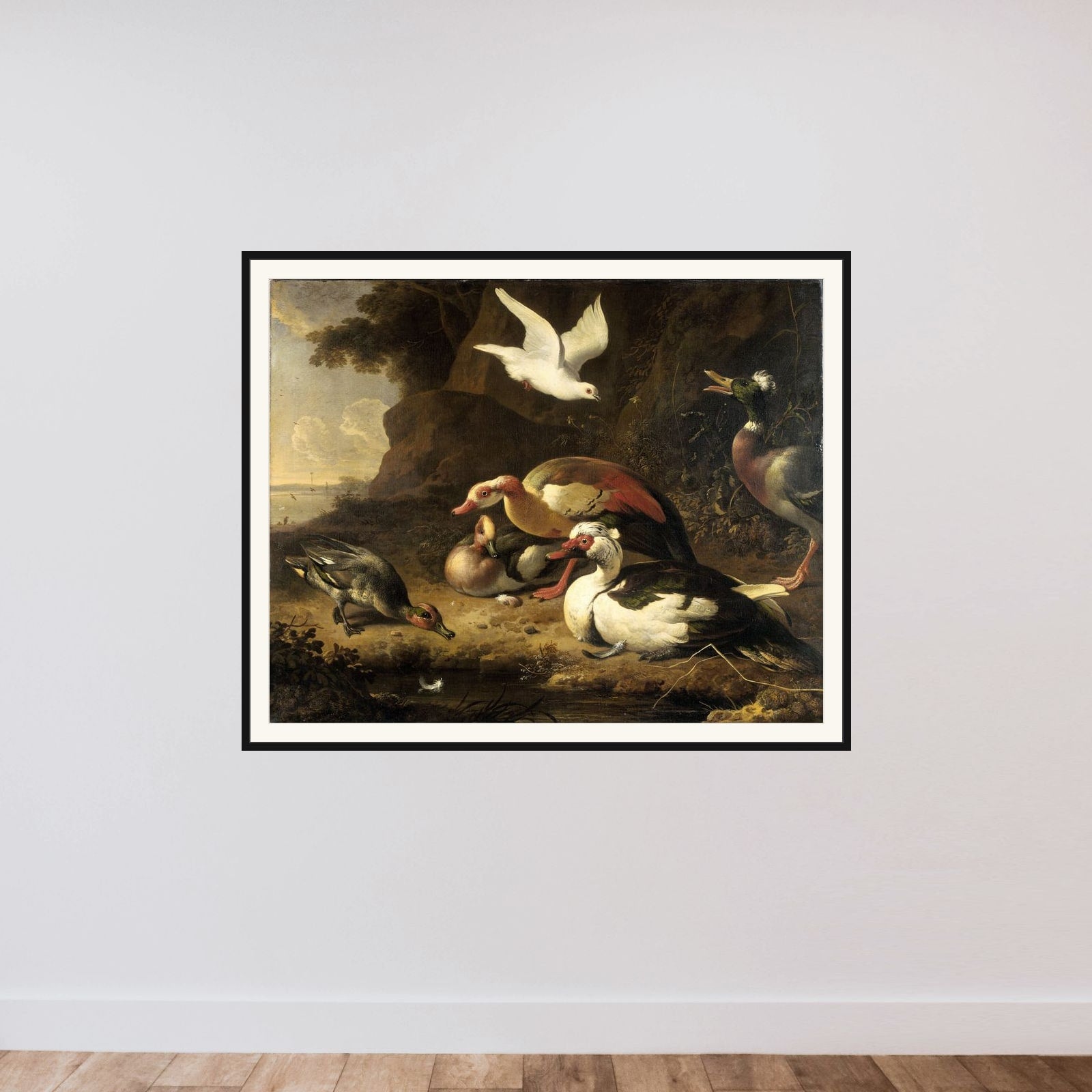 Ducks framed — shown to scale