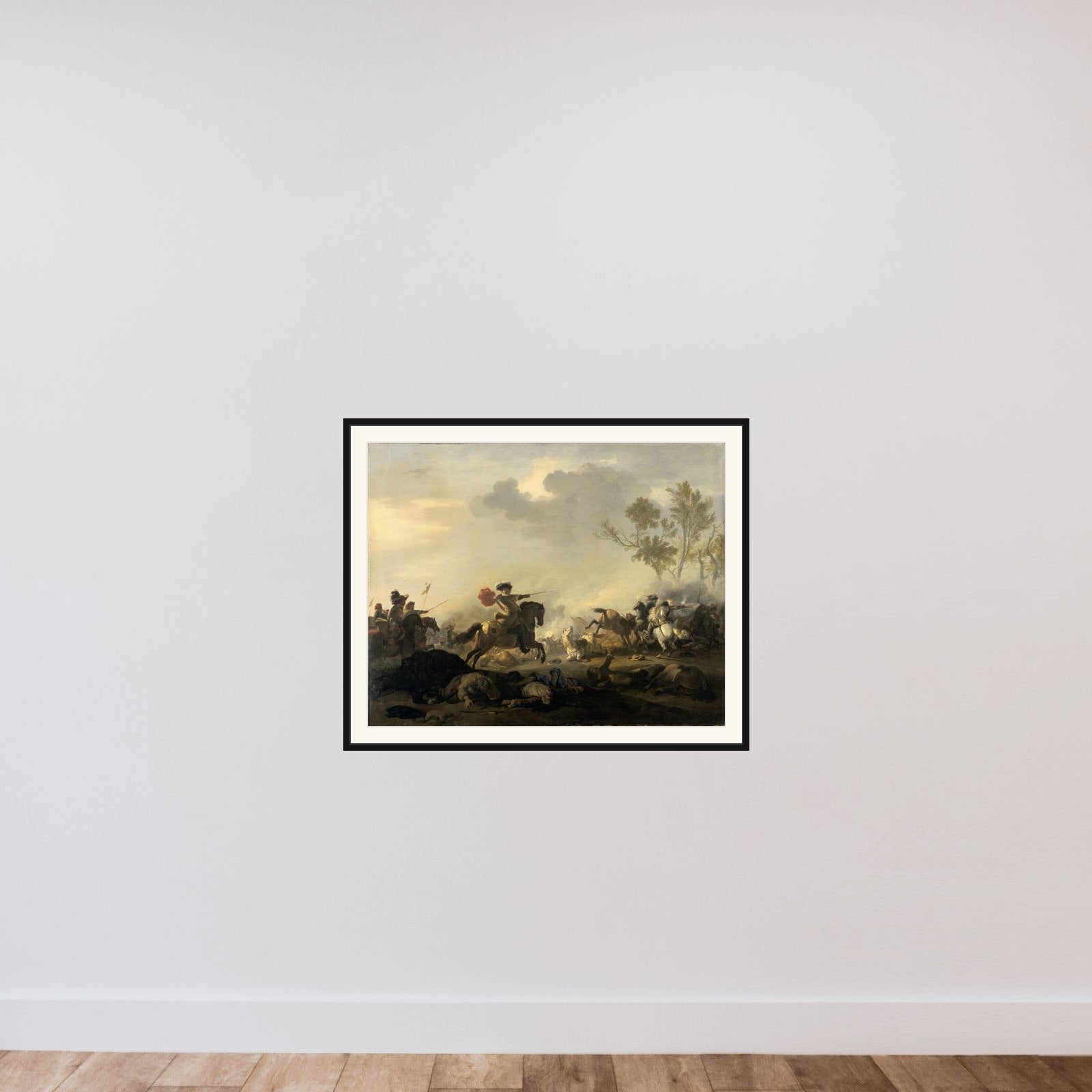 Cavalry Attack framed — shown to scale
