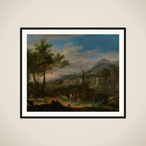 Arcadian Landscape with Fishermen framed